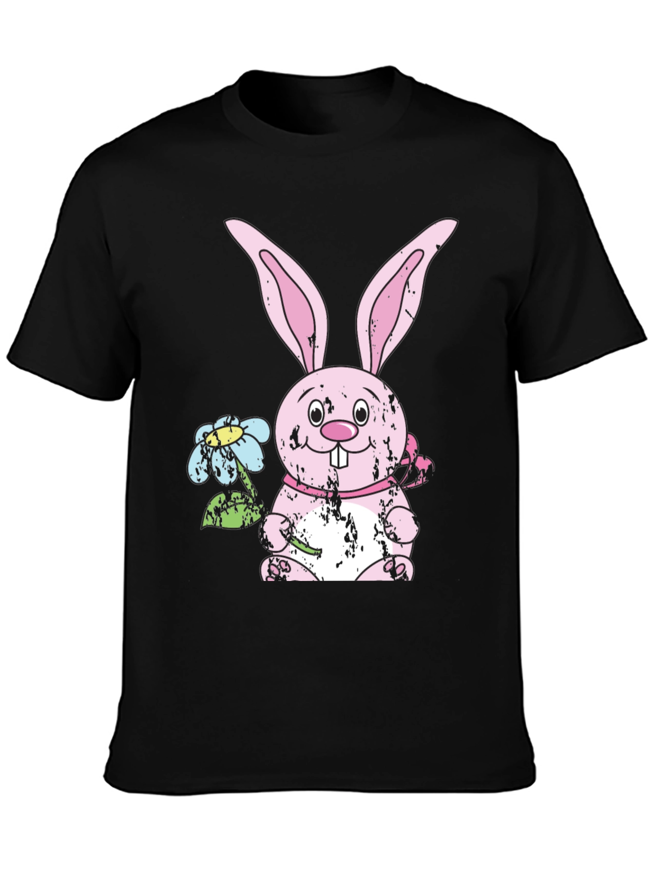 Camiseta Negra con Diseño de Conejo de Pascua