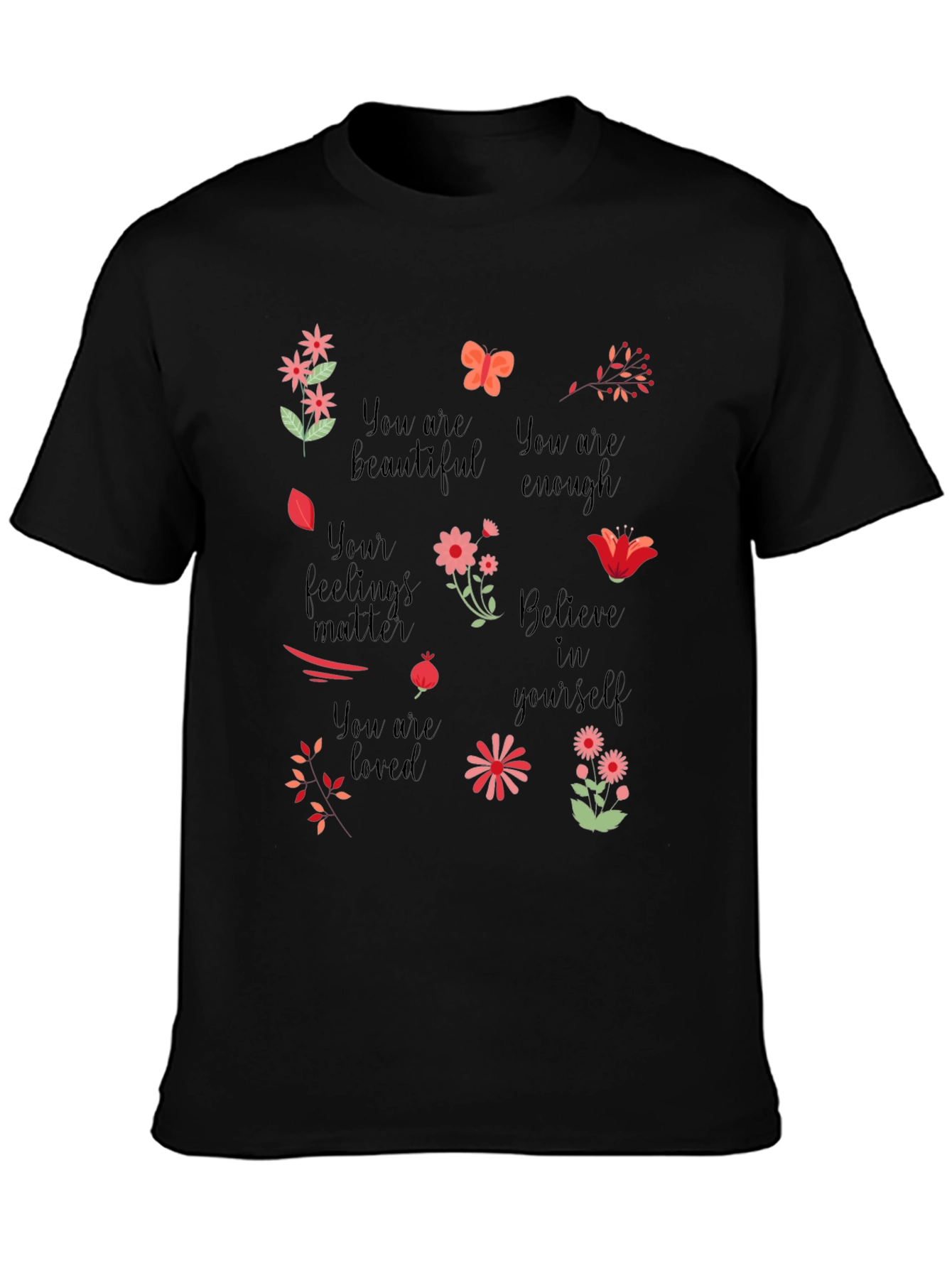 Black Inspirational Graphic Tee - You are Enough view 3