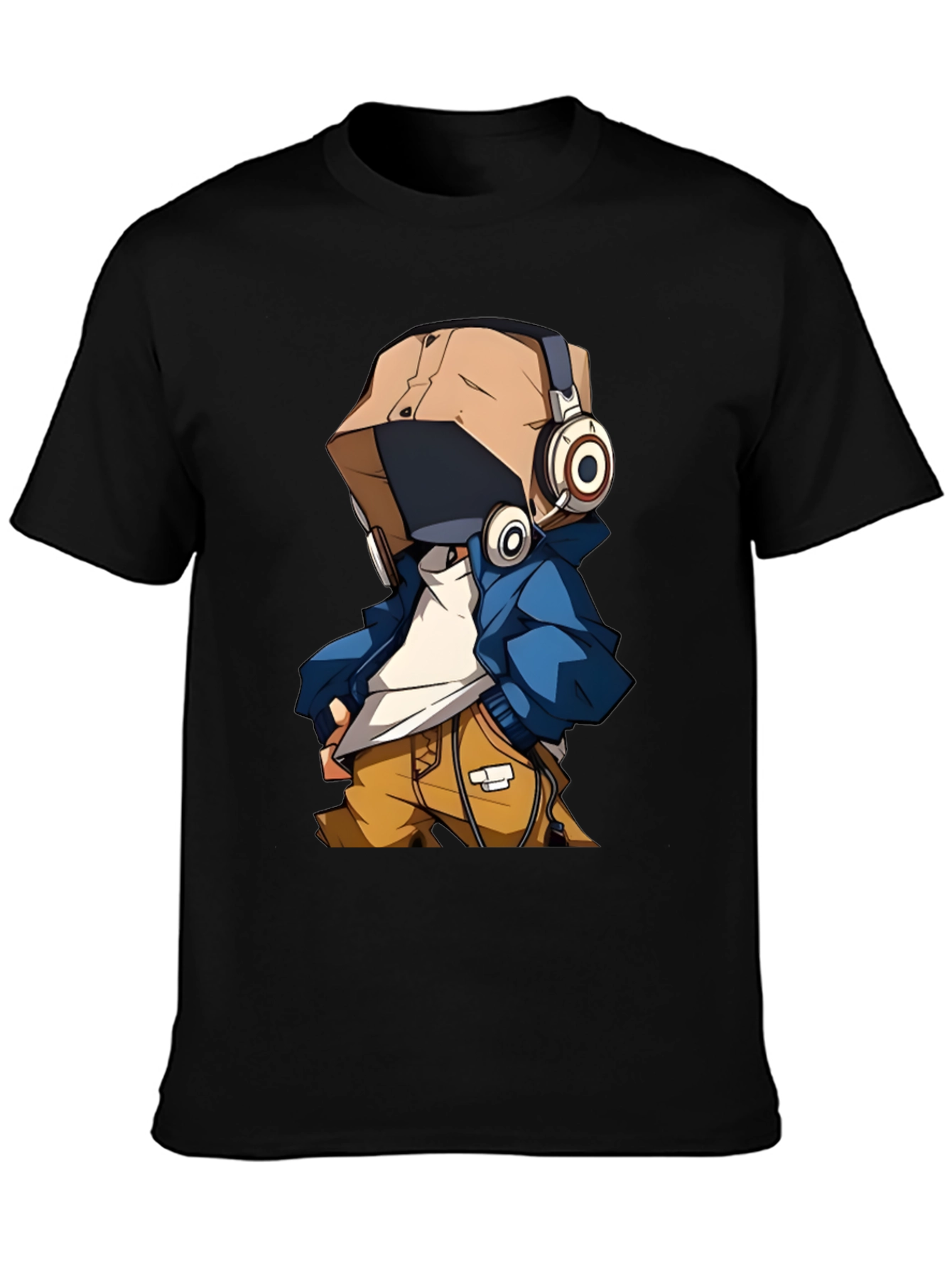 Black Cool Cartoon Character T-Shirt view 3