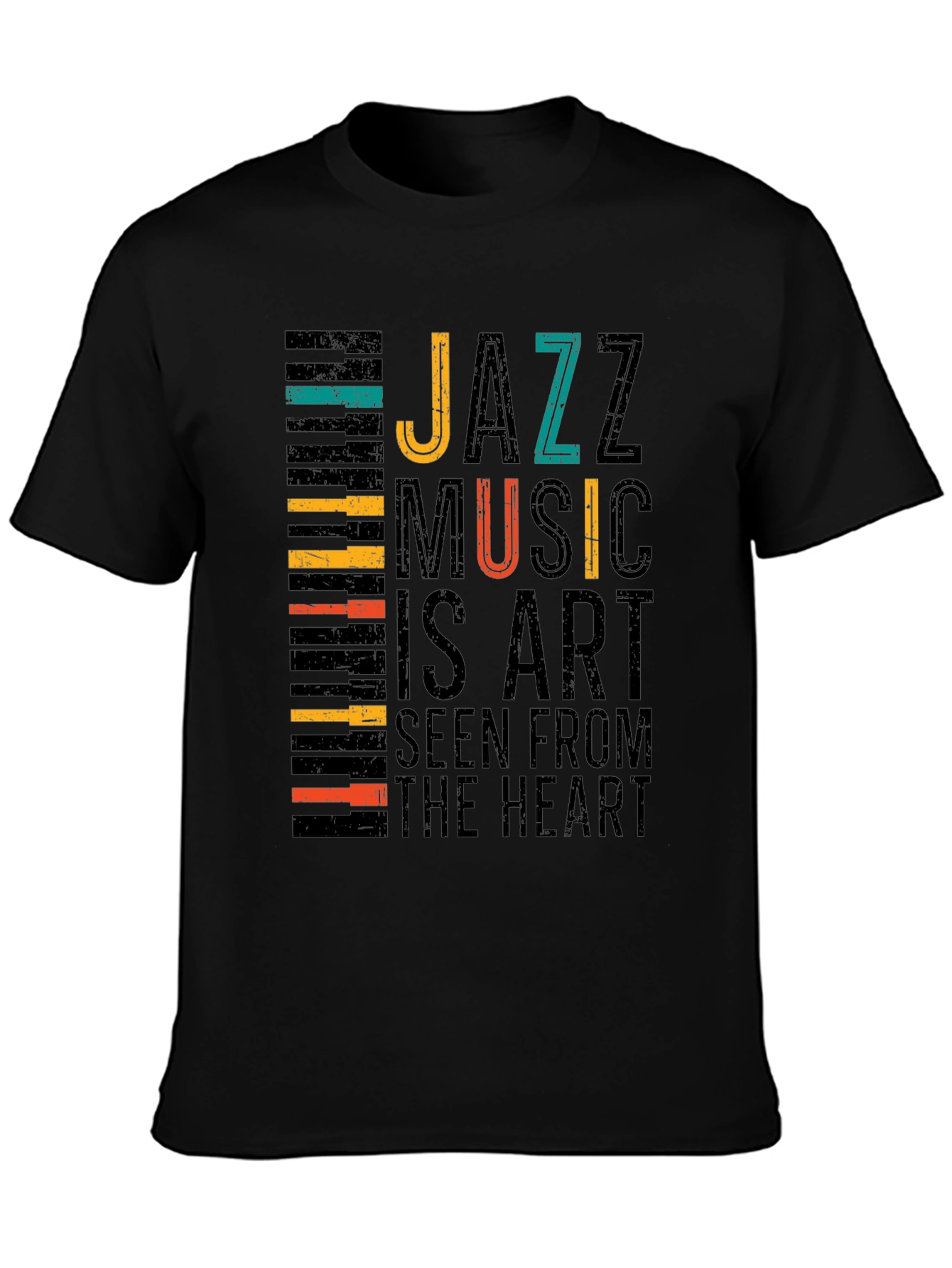 Black Jazz Music Art T-Shirt - Seen From The Heart view 3