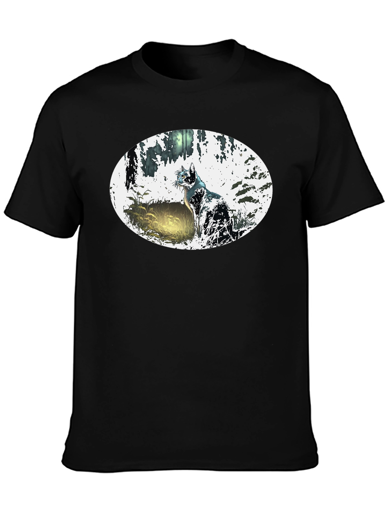 Black Mystic Cat Black T-Shirt view 3