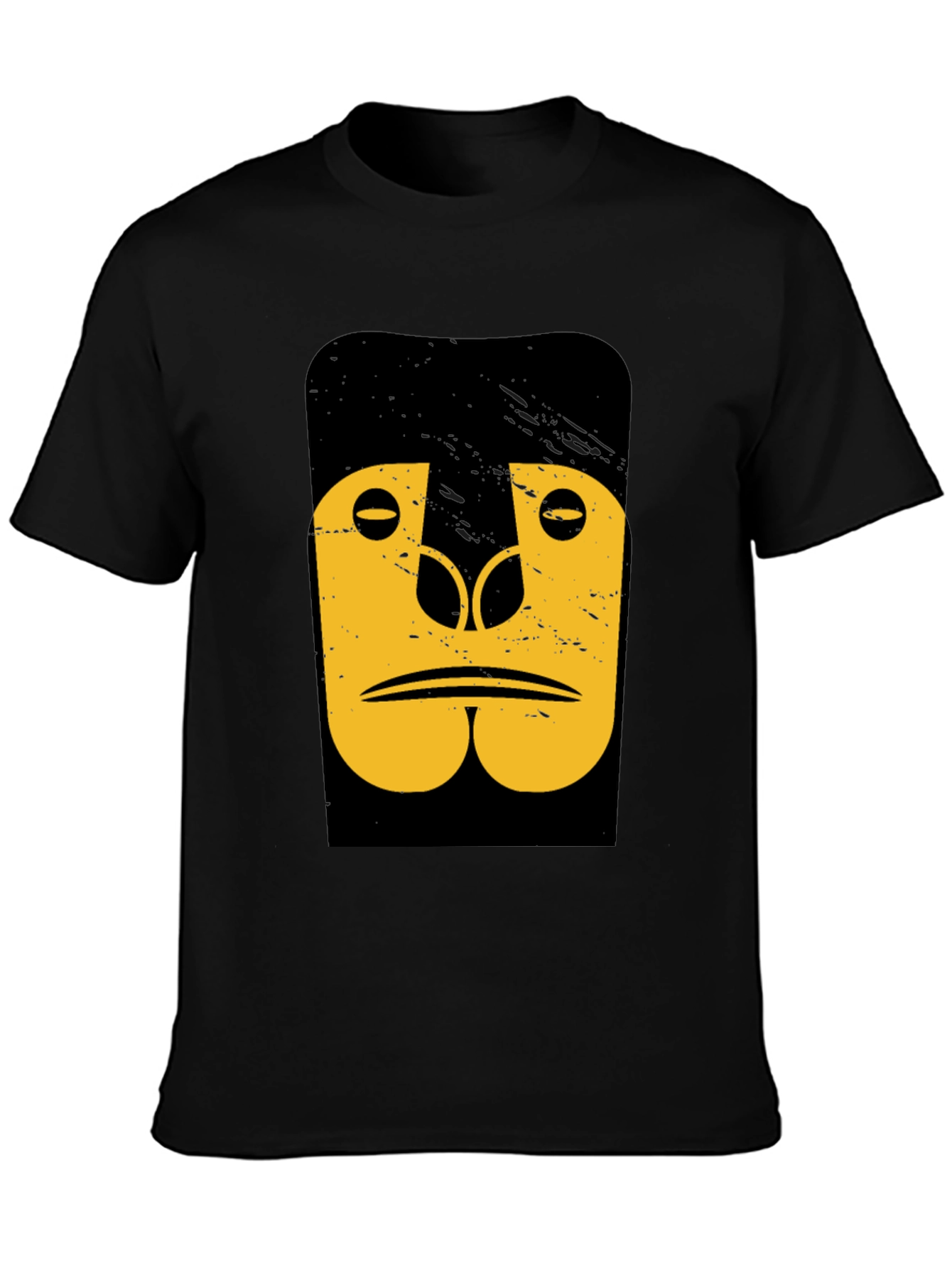 Black Abstract Gorilla Graphic Tee - Black Cotton T-Shirt view 3
