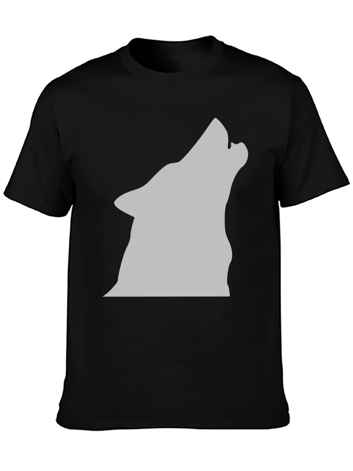 Black Wolf Silhouette Graphic Tee - Black Cotton T-Shirt view 3