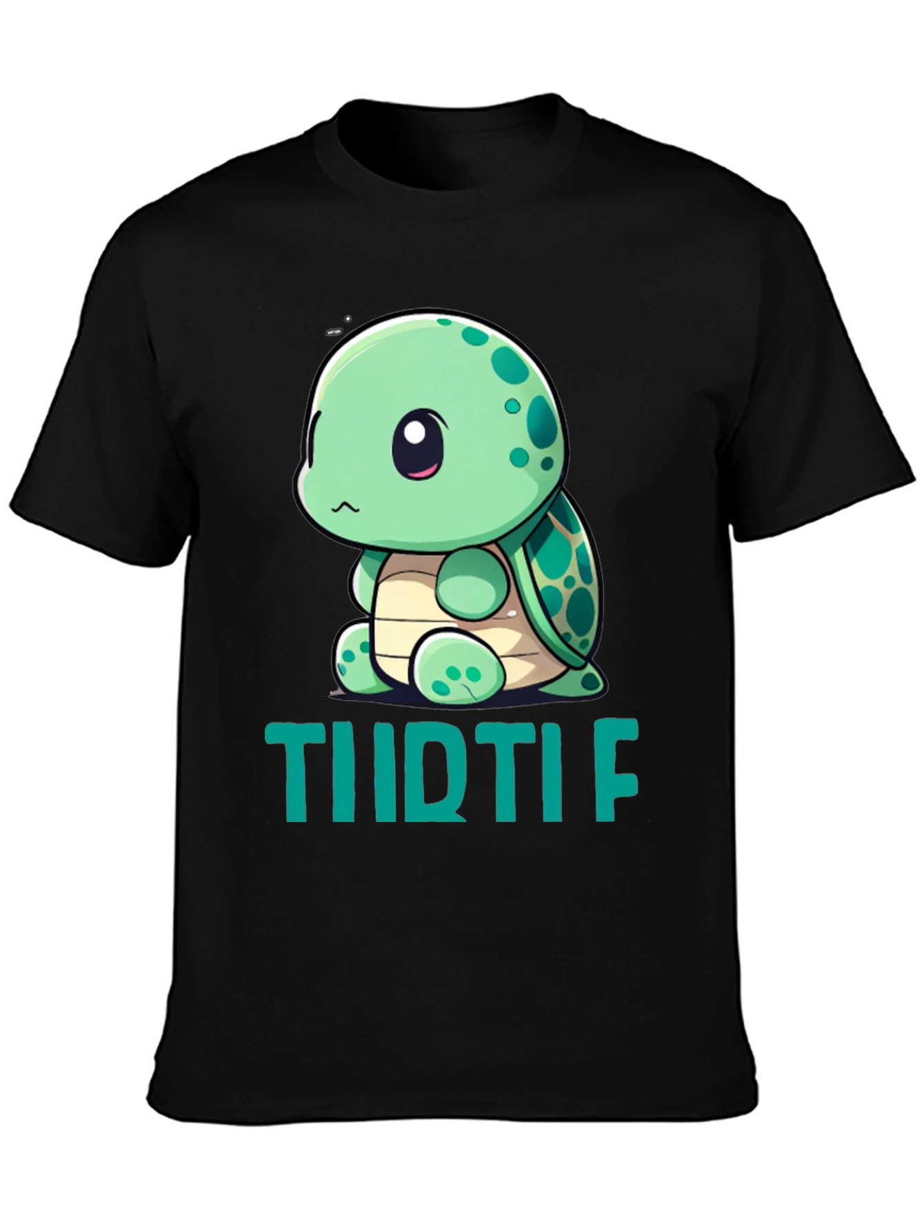 Black Cute Turtle Graphic T-Shirt - Men's Black Tee view 3