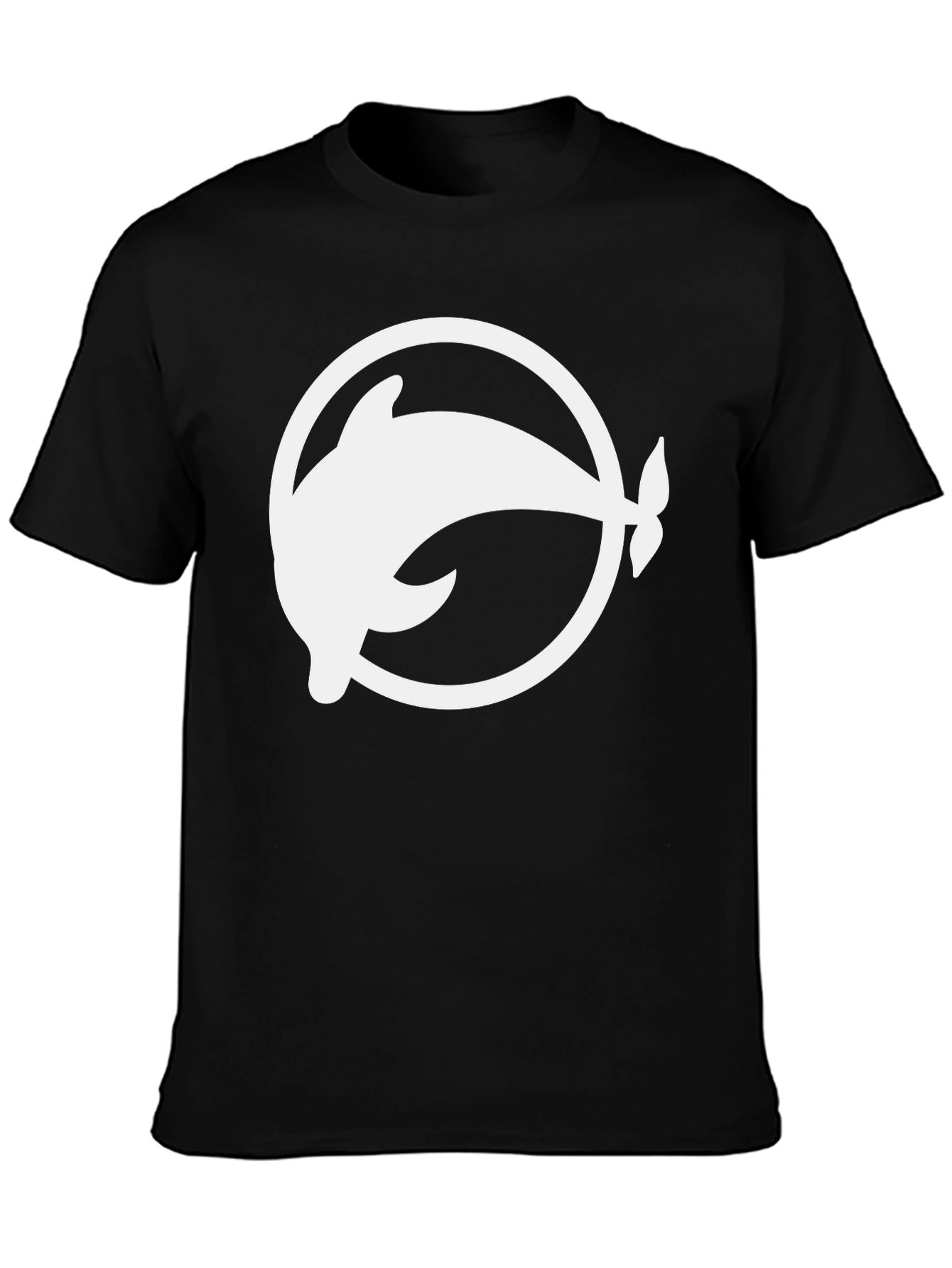 Black Dolphin Circle Graphic Tee - Stylish Black Cotton Blend T-Shirt view 3
