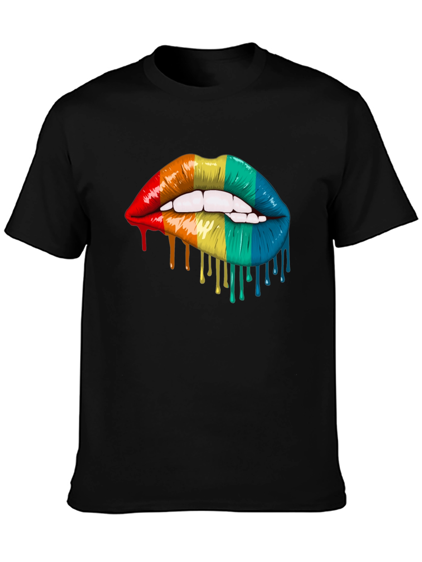 Black Rainbow Lips Graphic T-Shirt - Pride Tee view 3