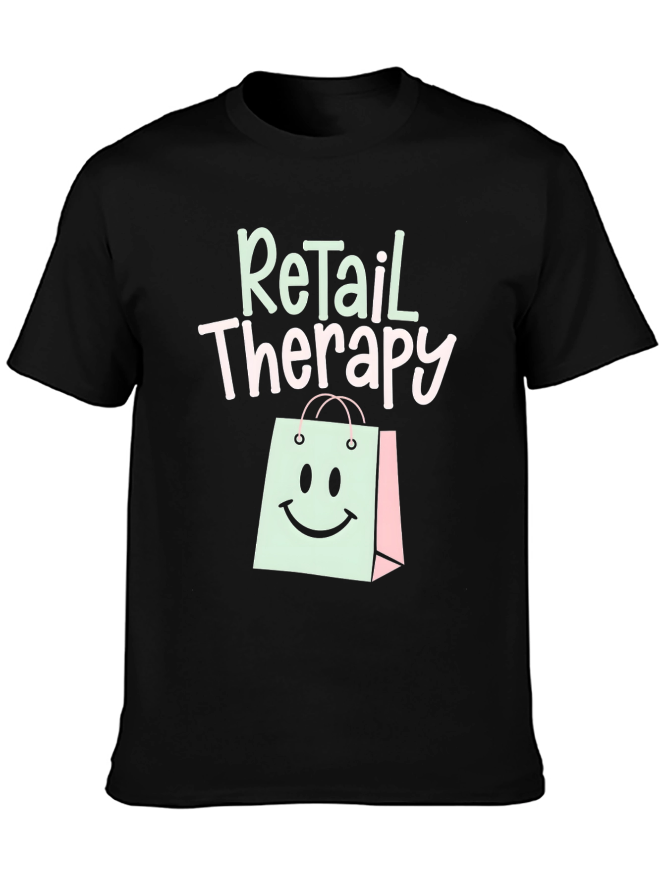 Black Retail Therapy T-Shirt - Trendy Graphic Tee view 3