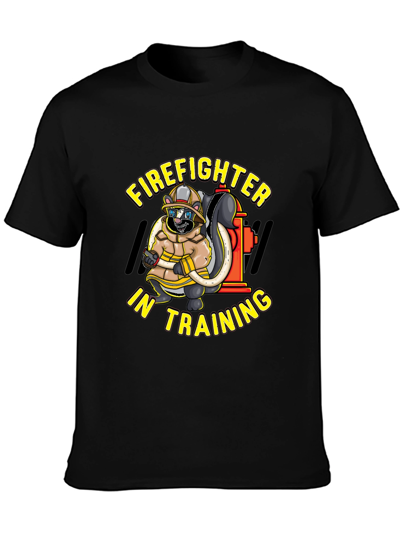 Black Firefighter Skunk in Training T-Shirt view 3