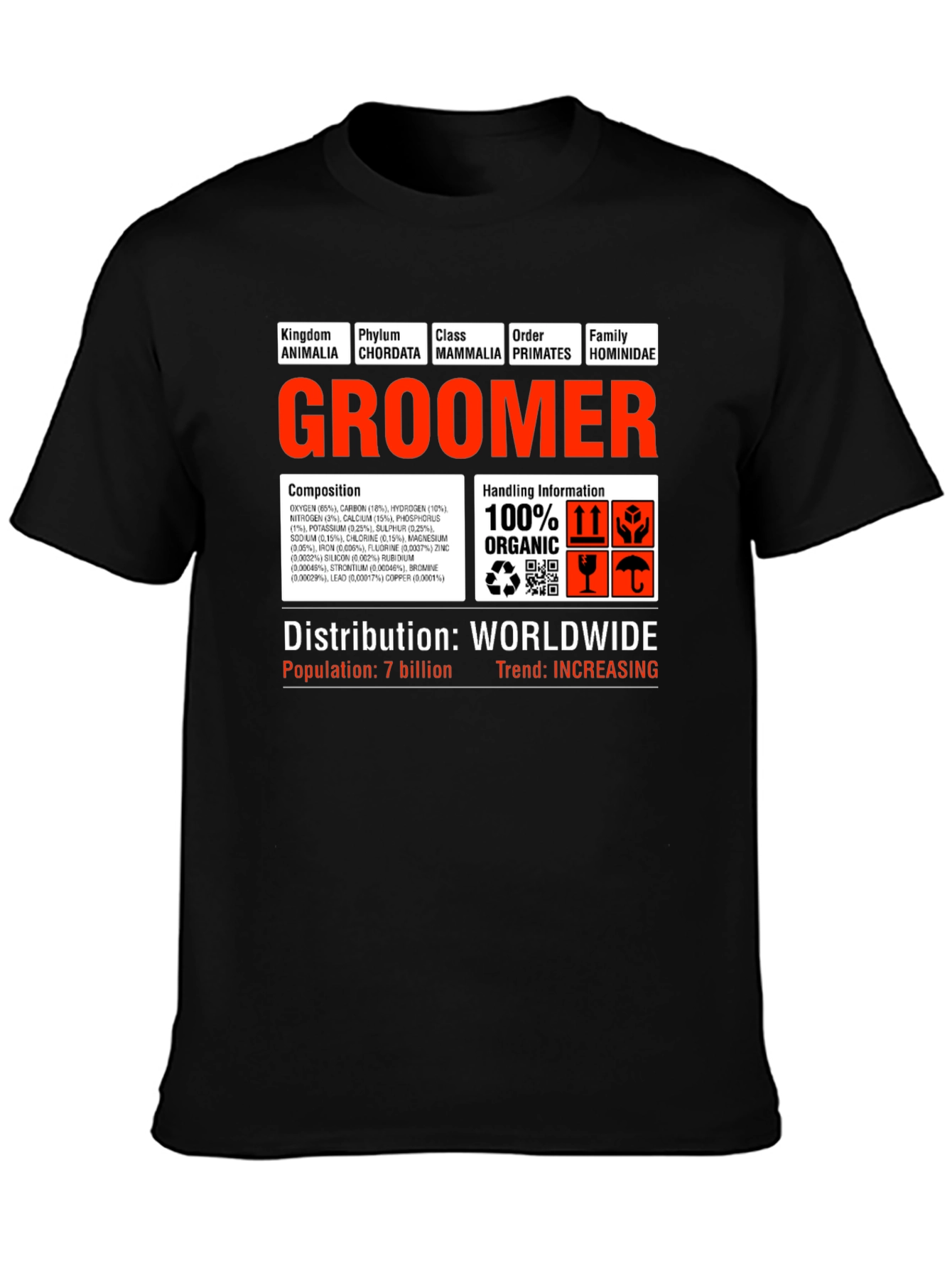Black Groomer T-Shirt - 100% Organic view 3