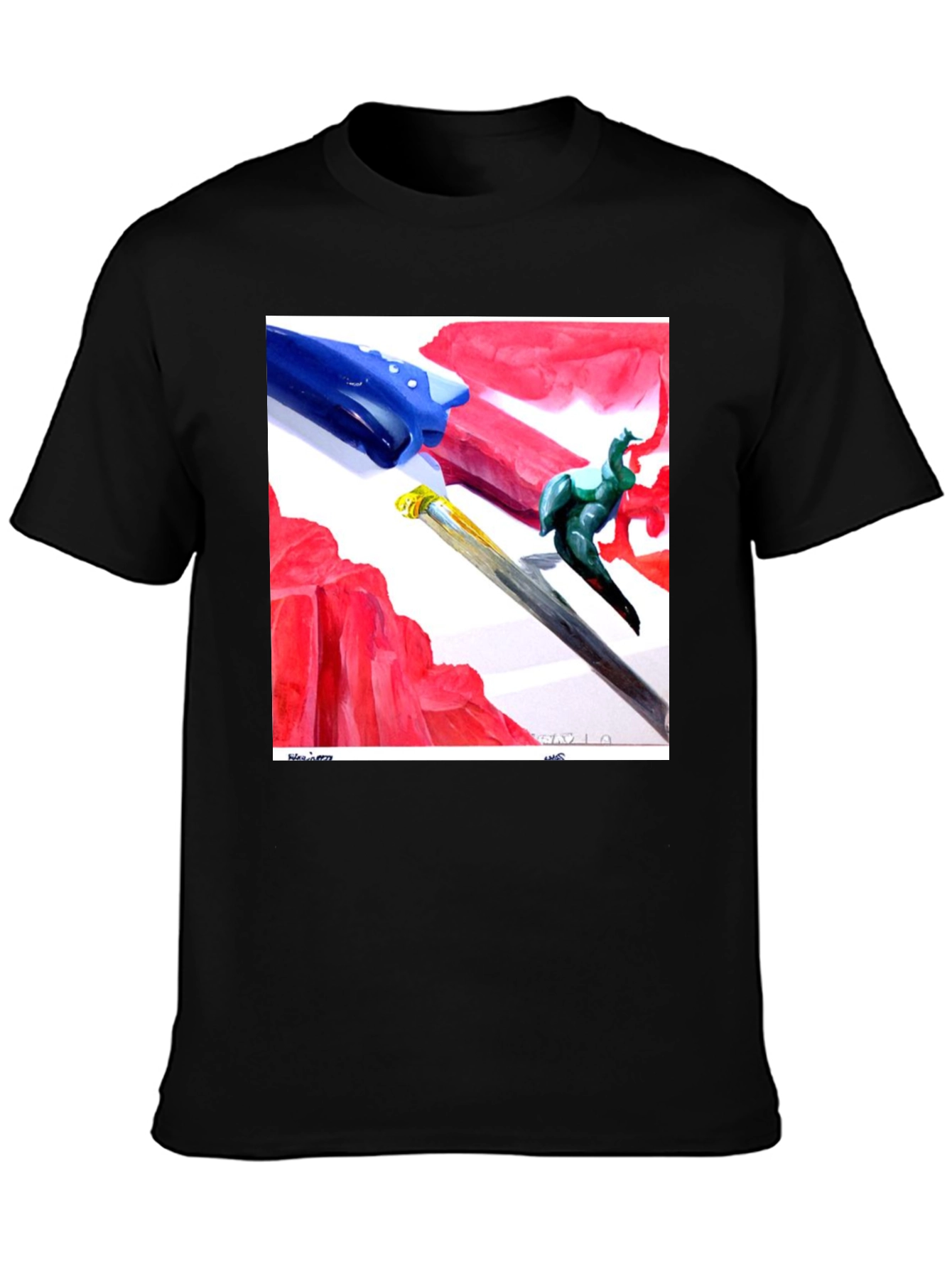 Black Abstract Art T-Shirt - Modern Artistic Tee view 3