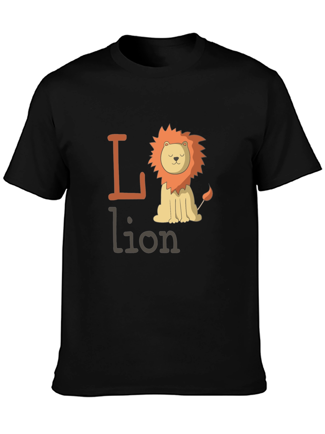 Black Cute Lion Graphic Tee - Animal Lover T-Shirt view 3