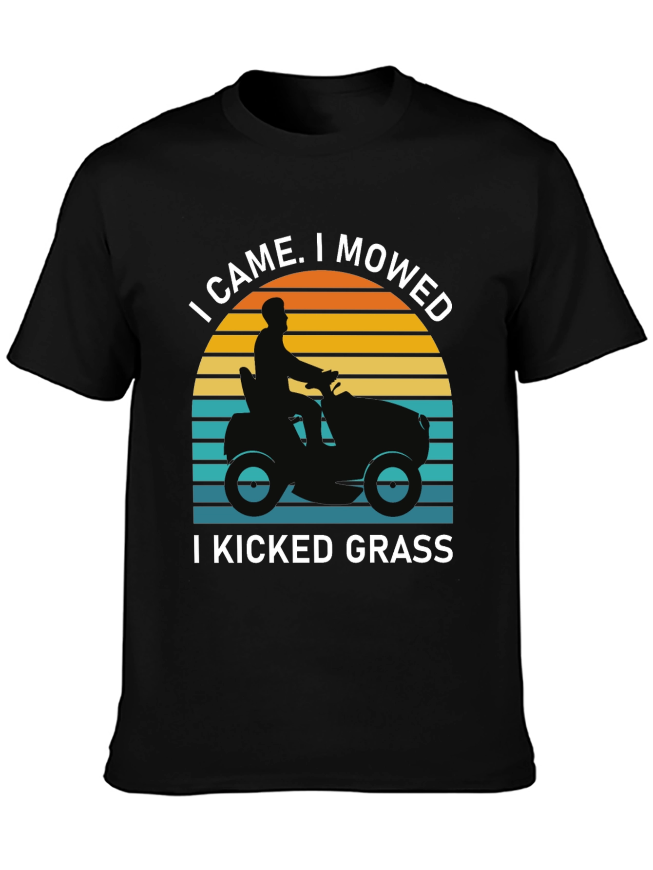 Black I Came I Mowed I Kicked Grass Black T-Shirt view 3