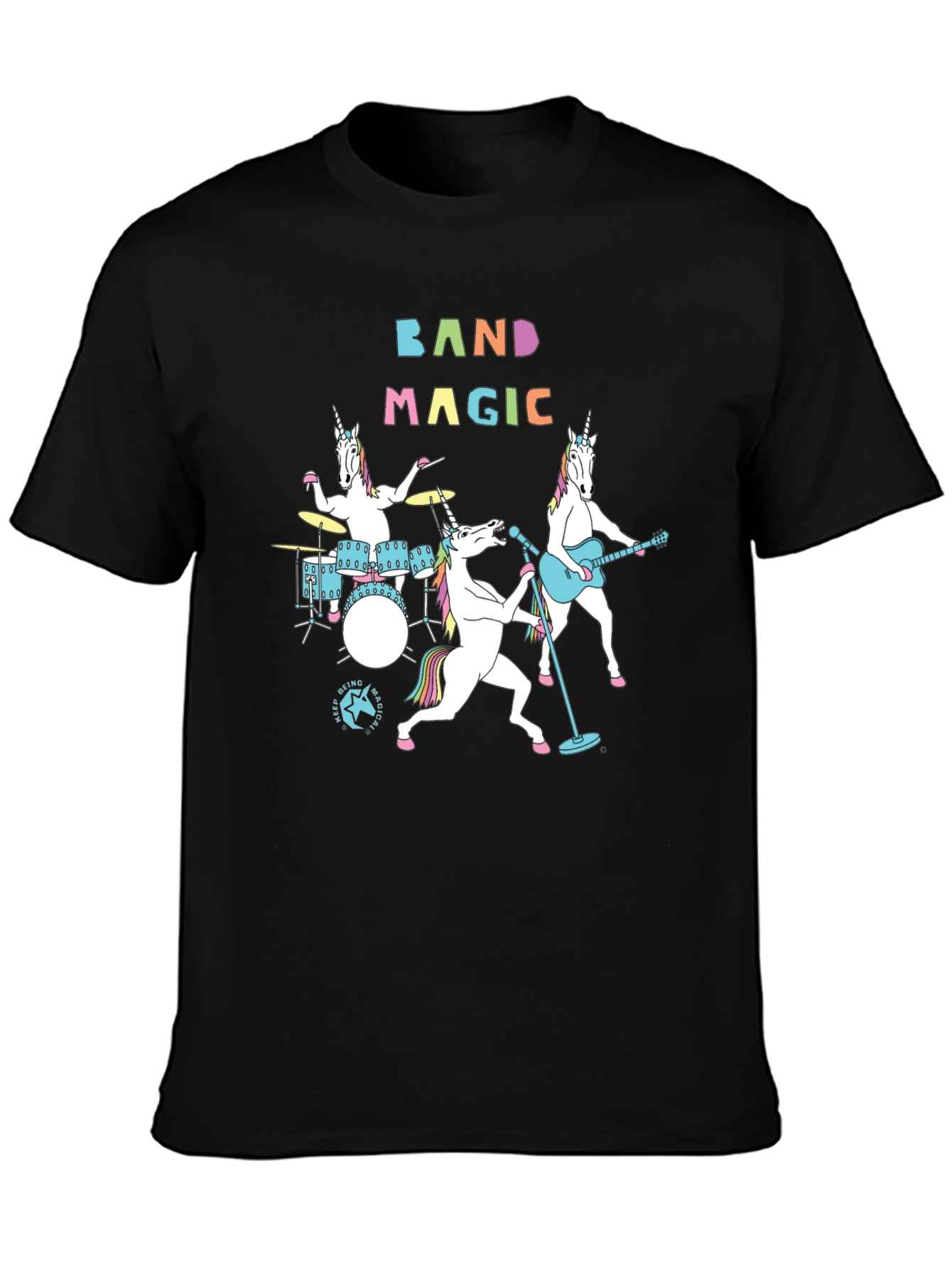 Black Band Magic Unicorn Graphic T-Shirt view 3