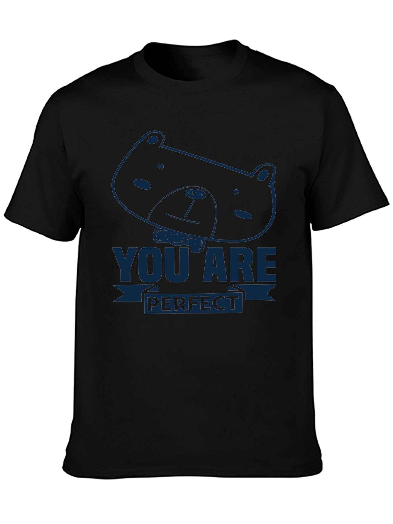 Black You Are Perfect Bear Graphic Tee - Soft Cotton Comfort view 3