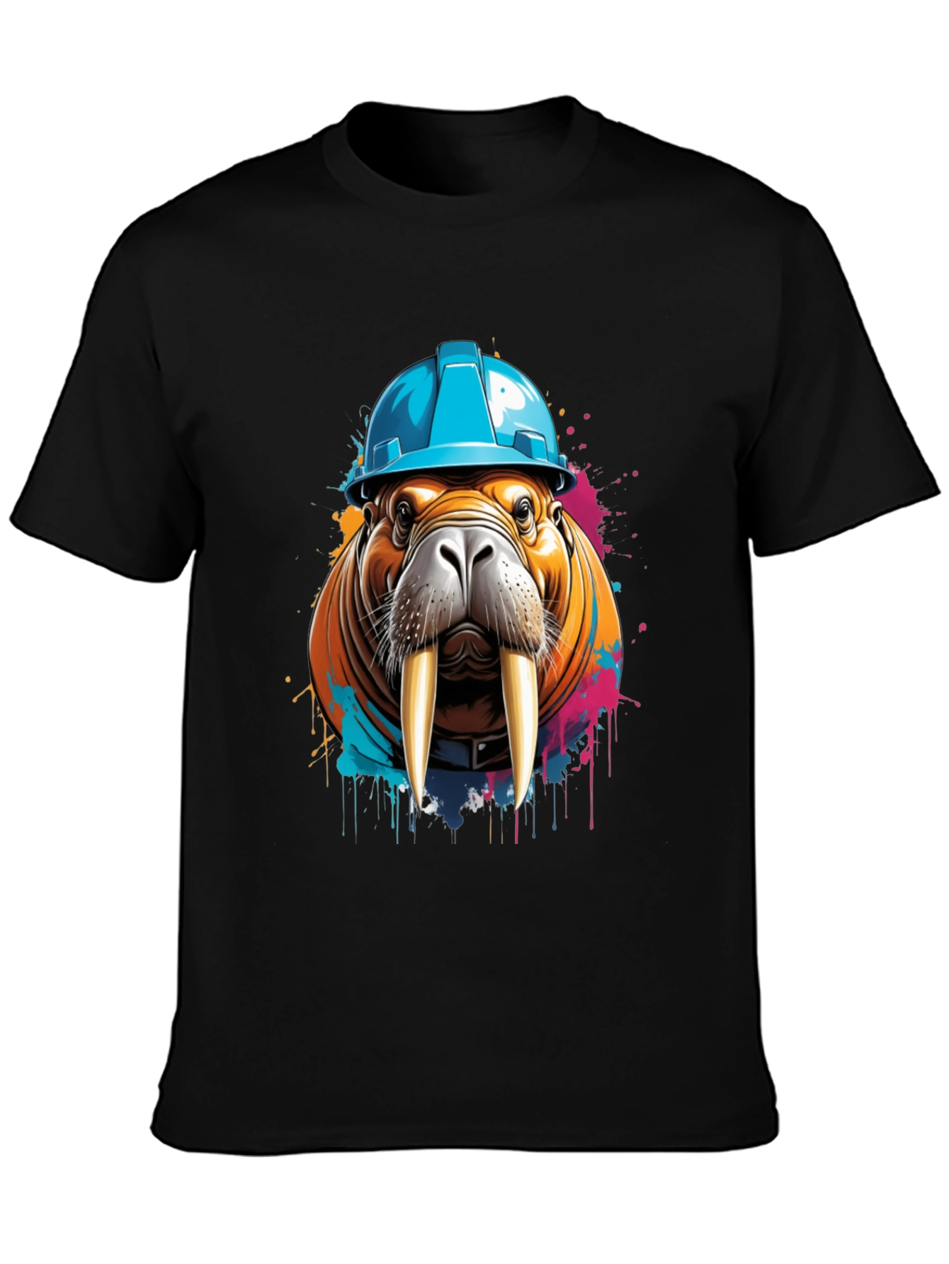 Black Walrus in Hard Hat Graphic Tee view 3