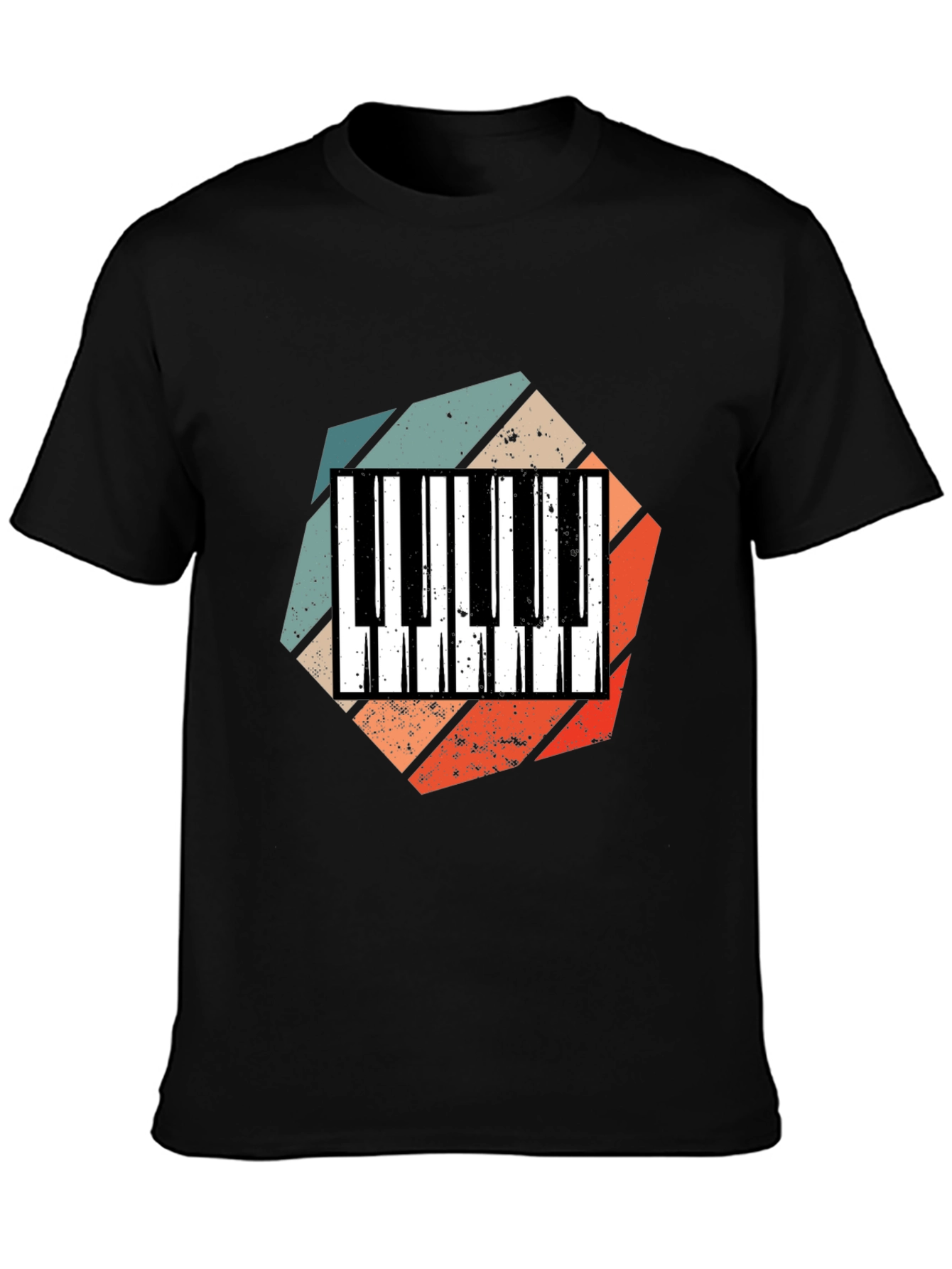 Black Retro Piano Keys T-Shirt - Music Lover Tee view 3