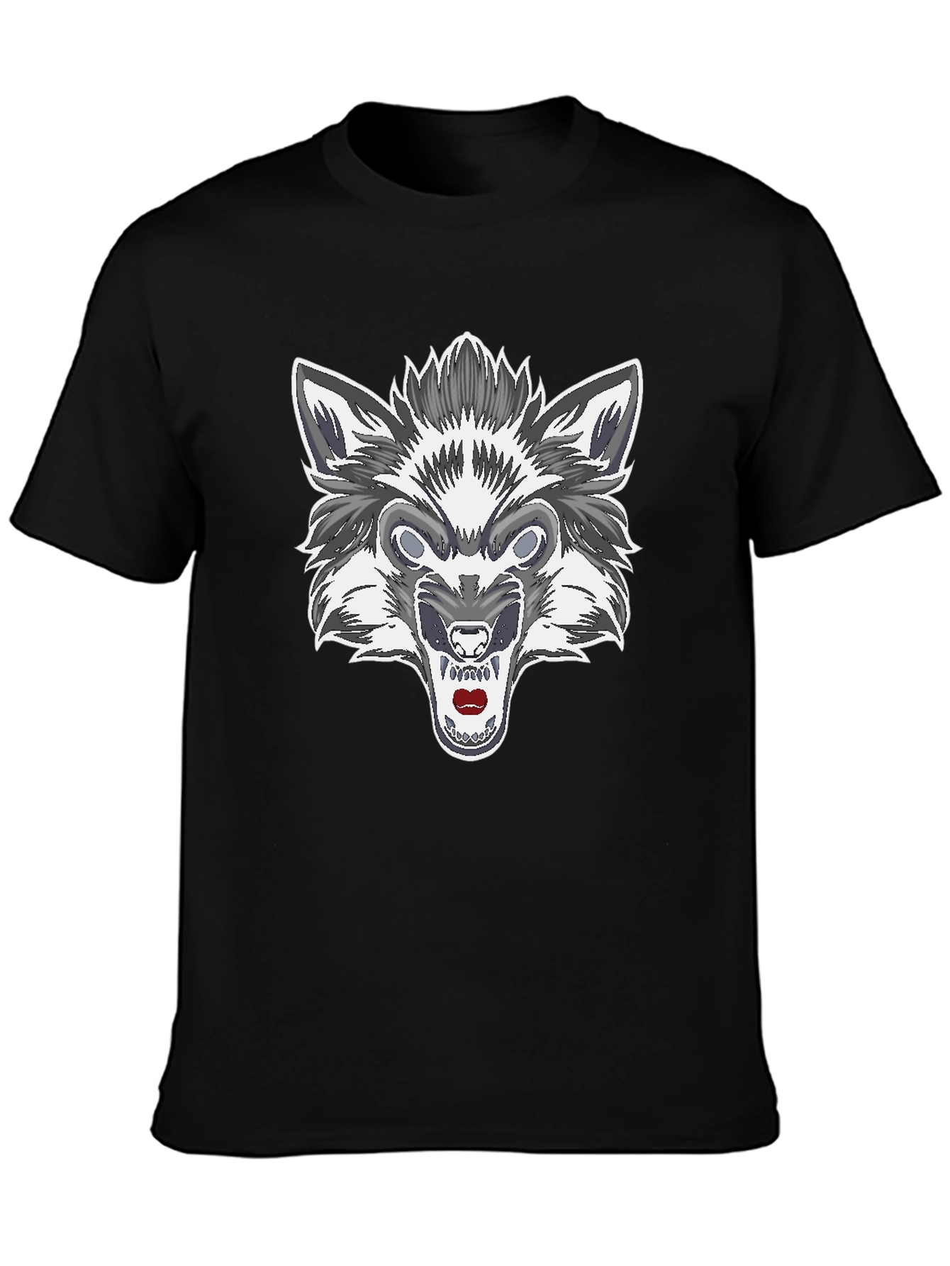 Black Men's Black Wolf Graphic Tee view 3