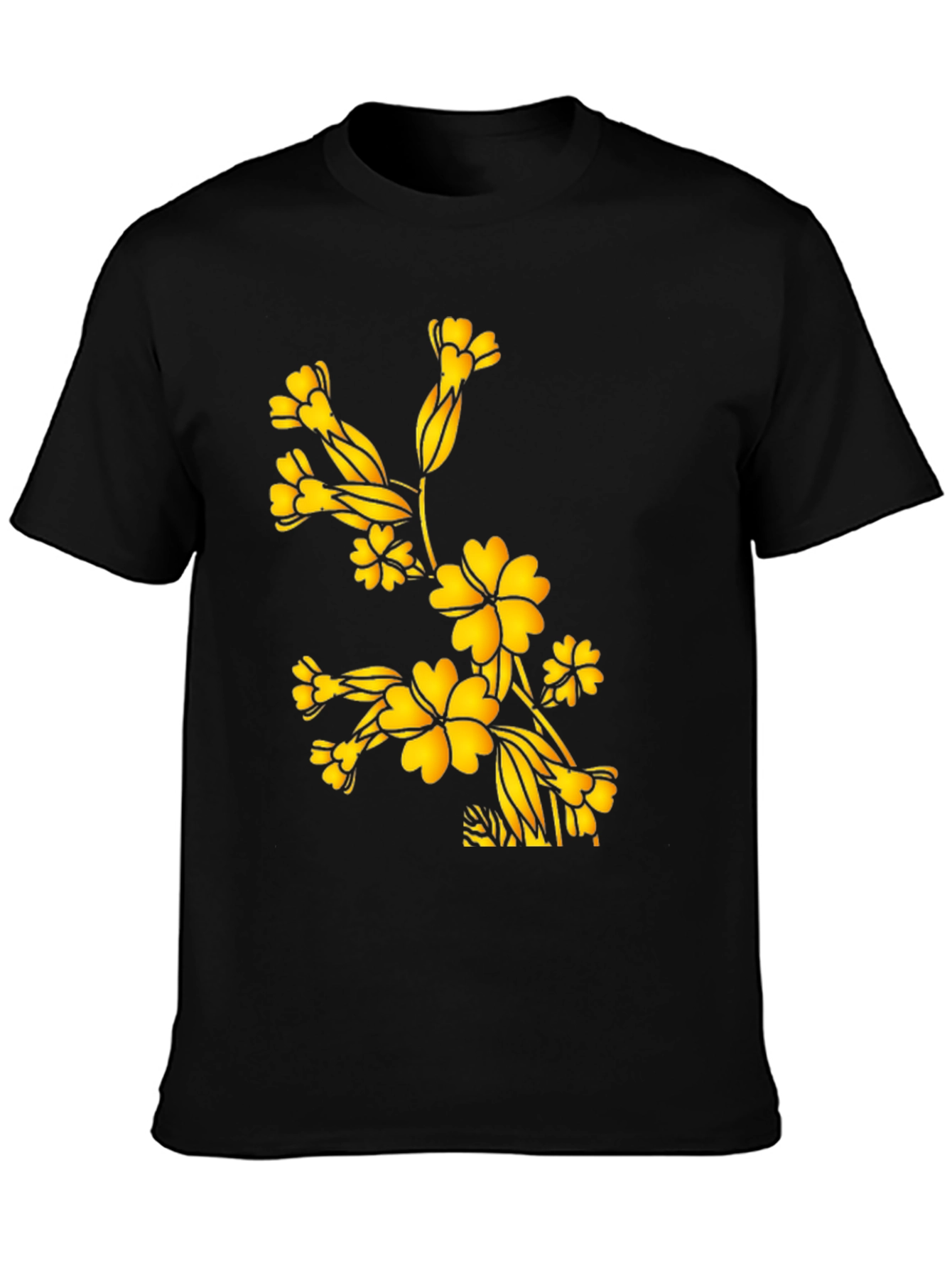 Black Floral Blossom Black T-Shirt view 3