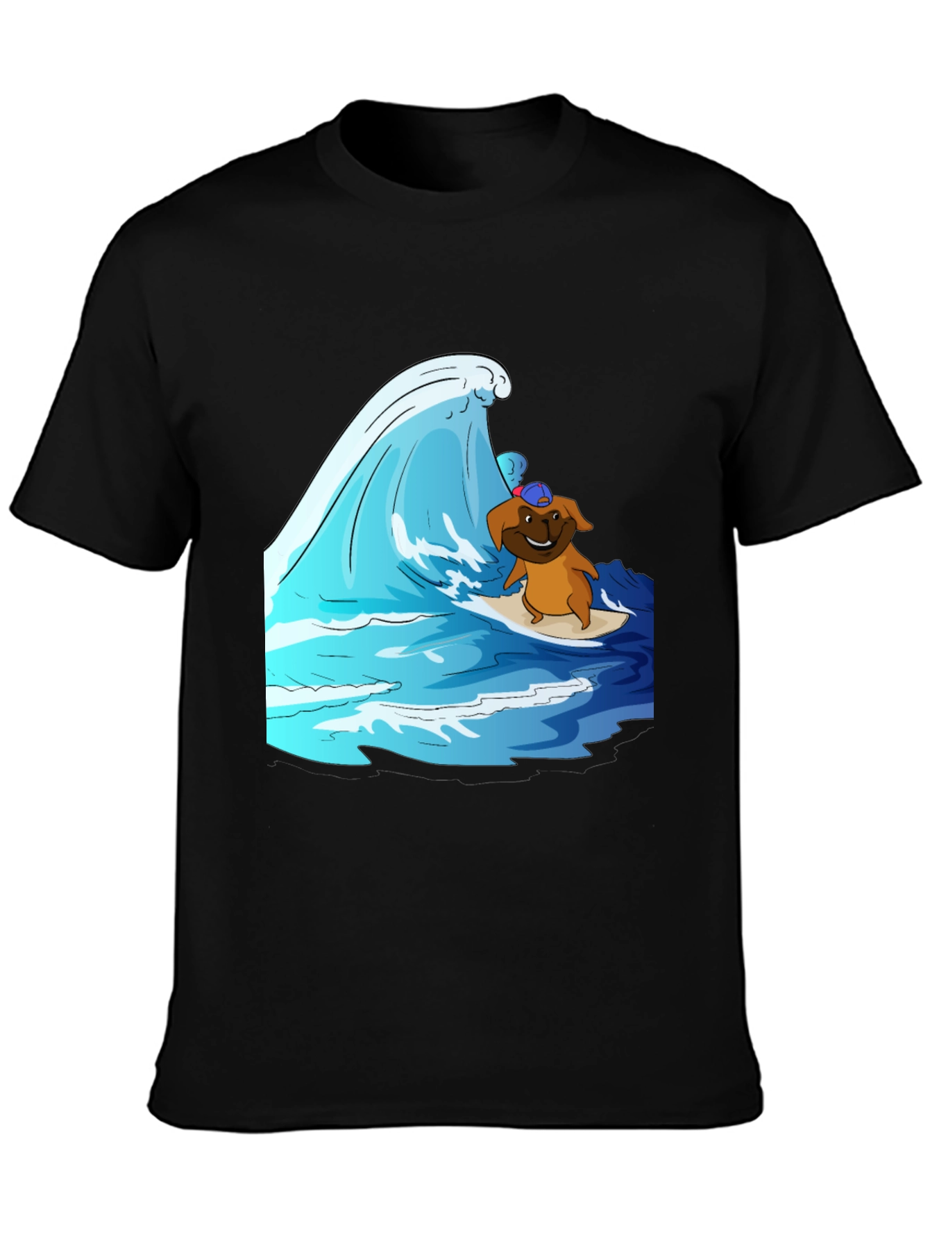 Black Surfing Dog T-Shirt view 3