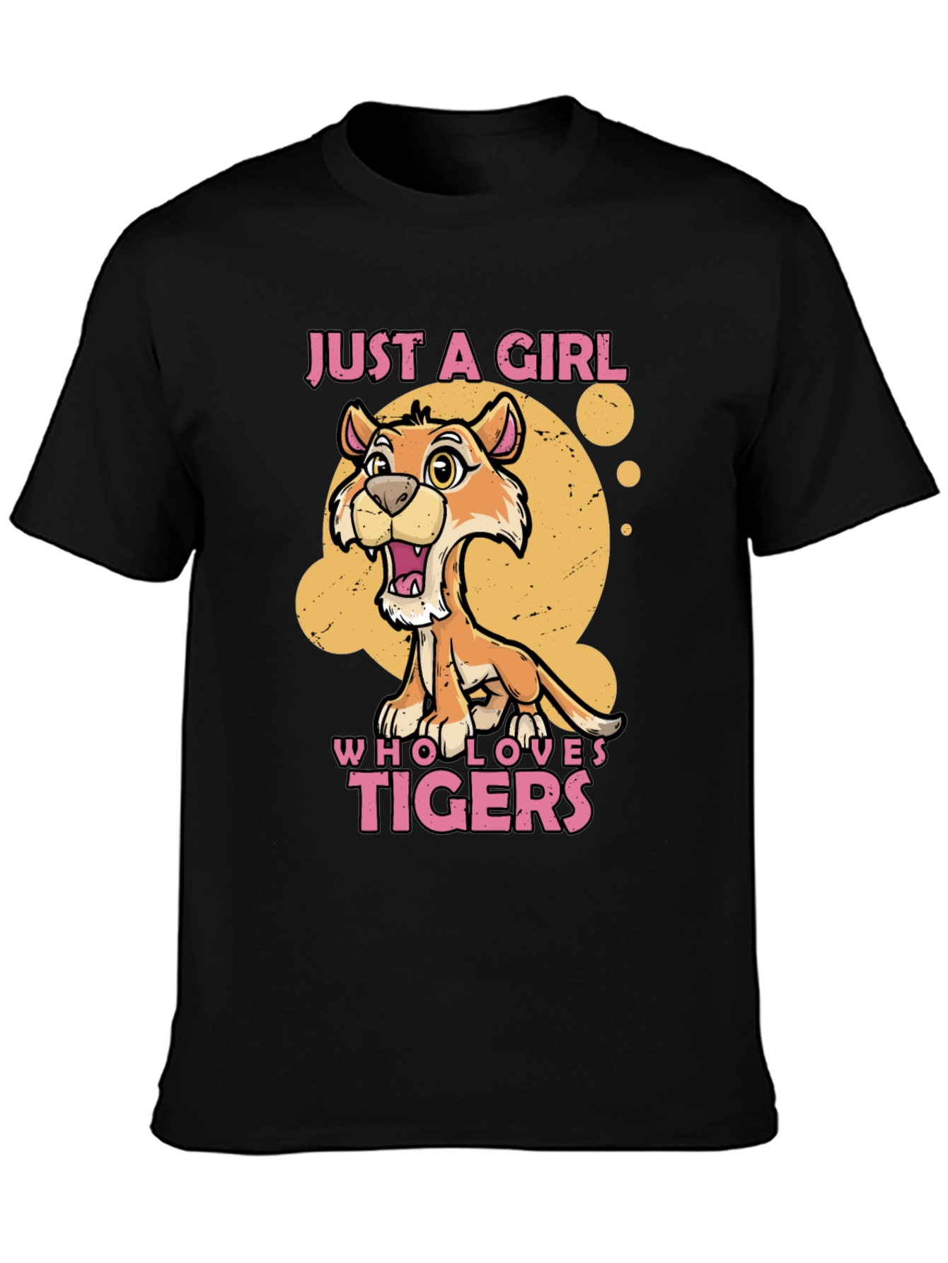 Black Just A Girl Who Loves Tigers T-Shirt view 3