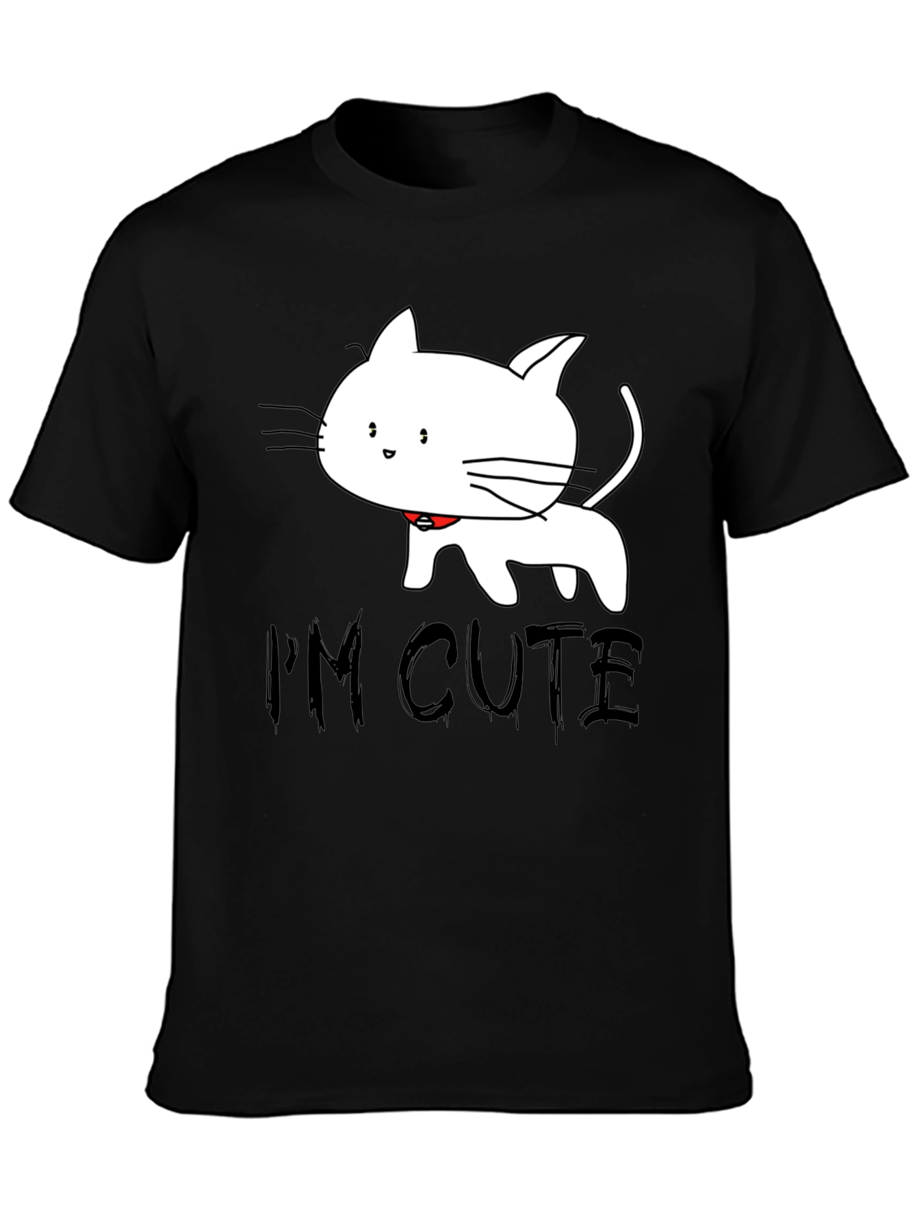 Black Cute Cat T-Shirt - I'm Cute view 3