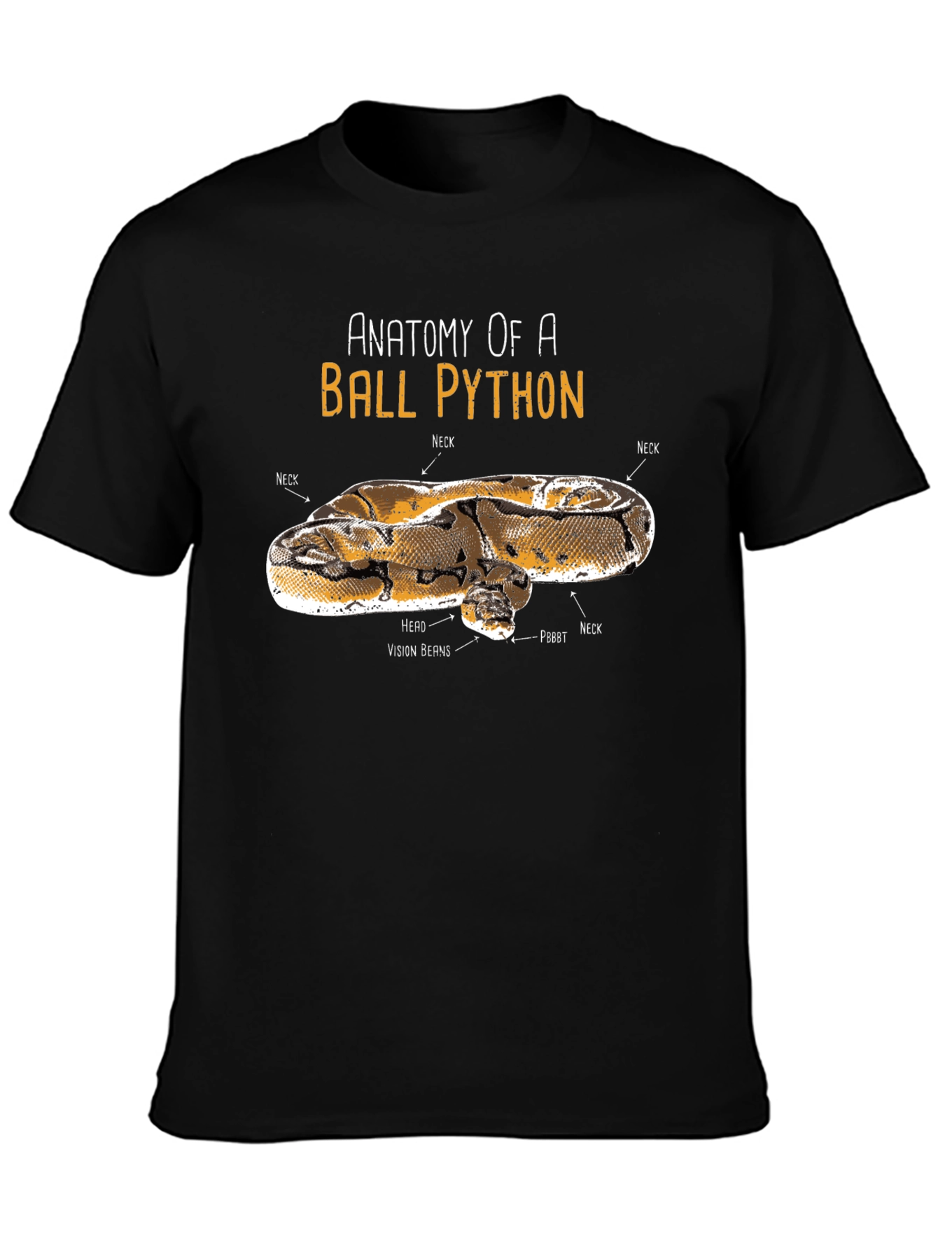 Black Anatomy of Ball Python Funny T-Shirt view 3