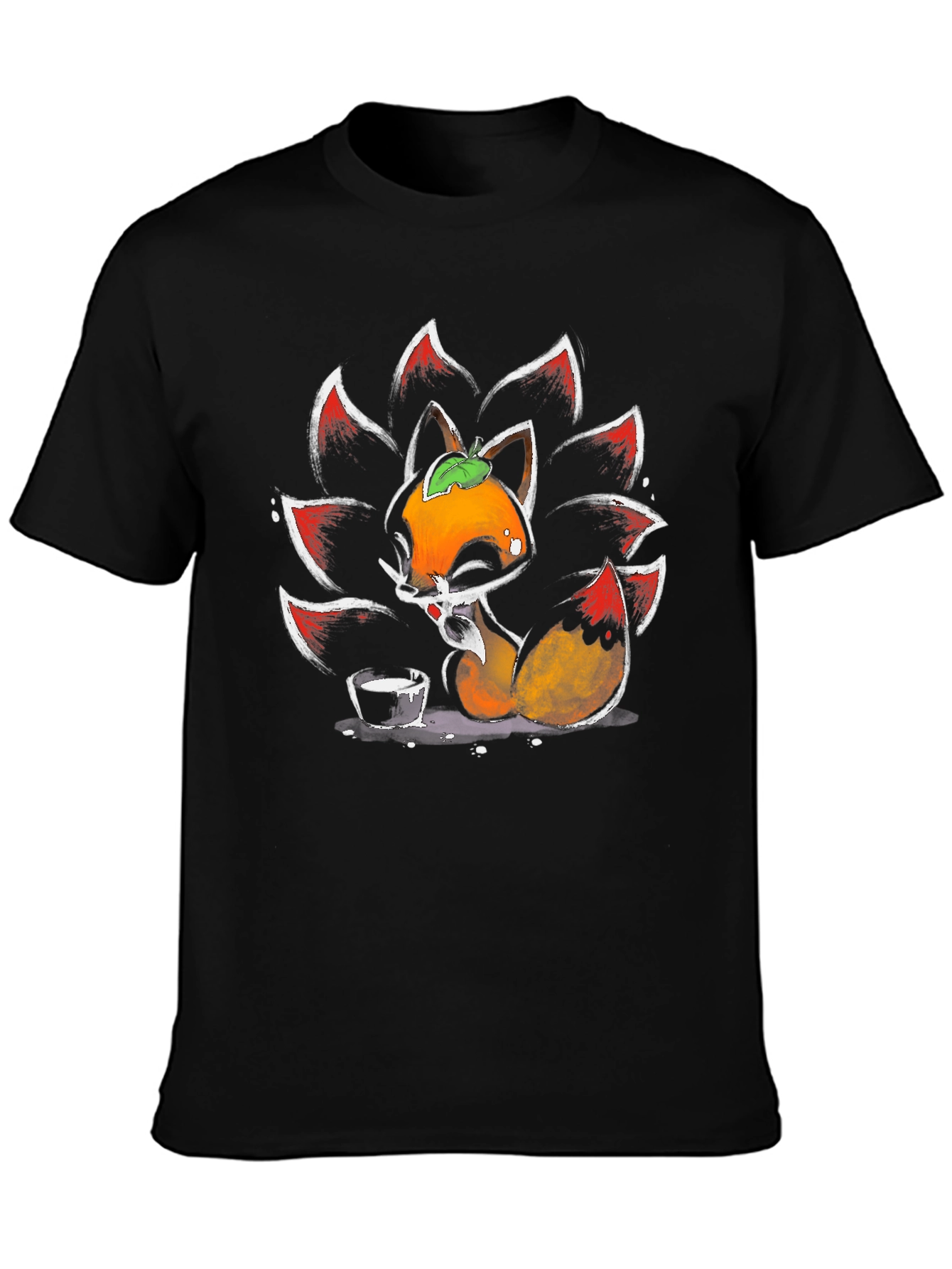 Black Nine-Tailed Fox Graphic Tee view 3
