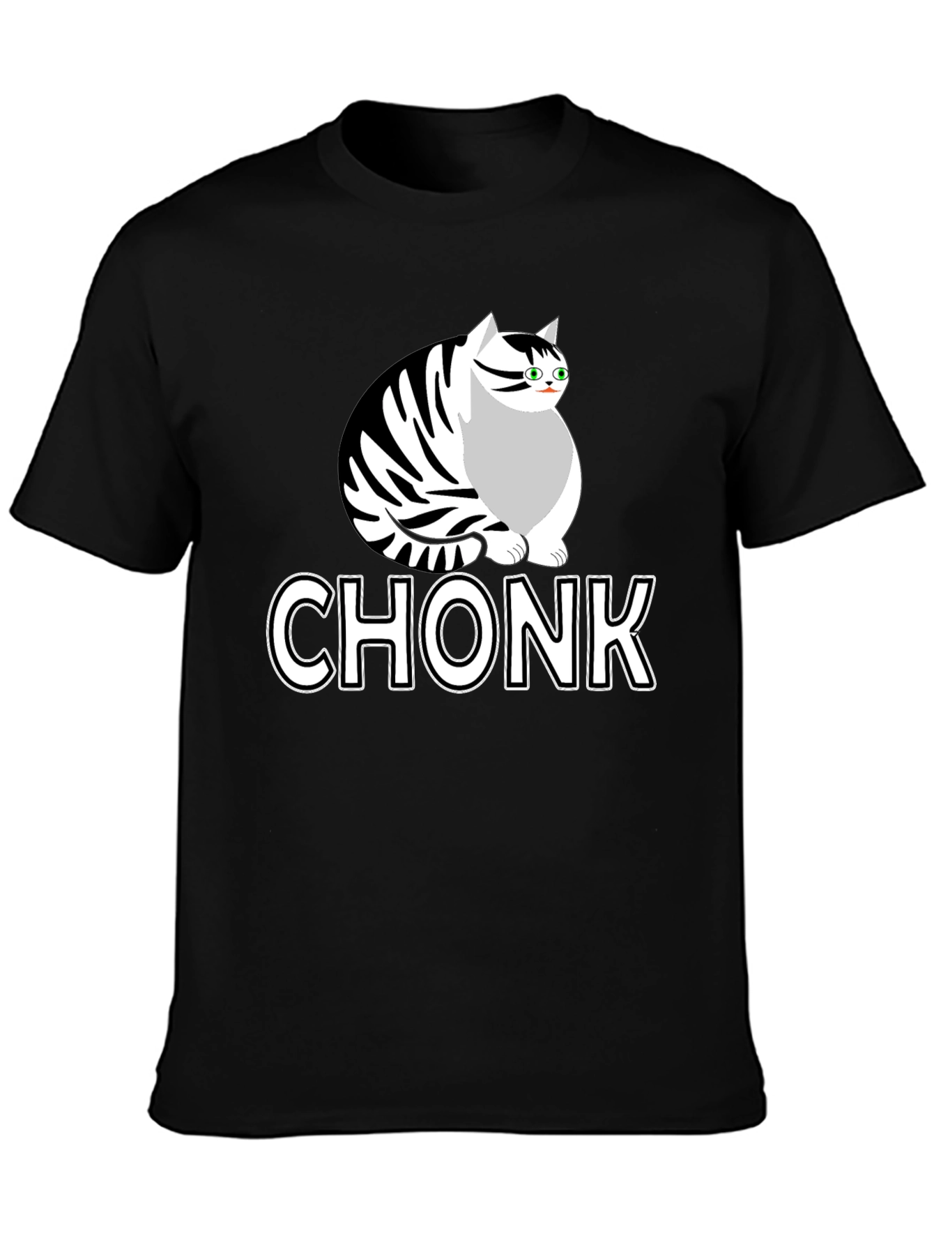 Black Chonk Cat Graphic T-Shirt - Funny Cat Lover Tee view 3