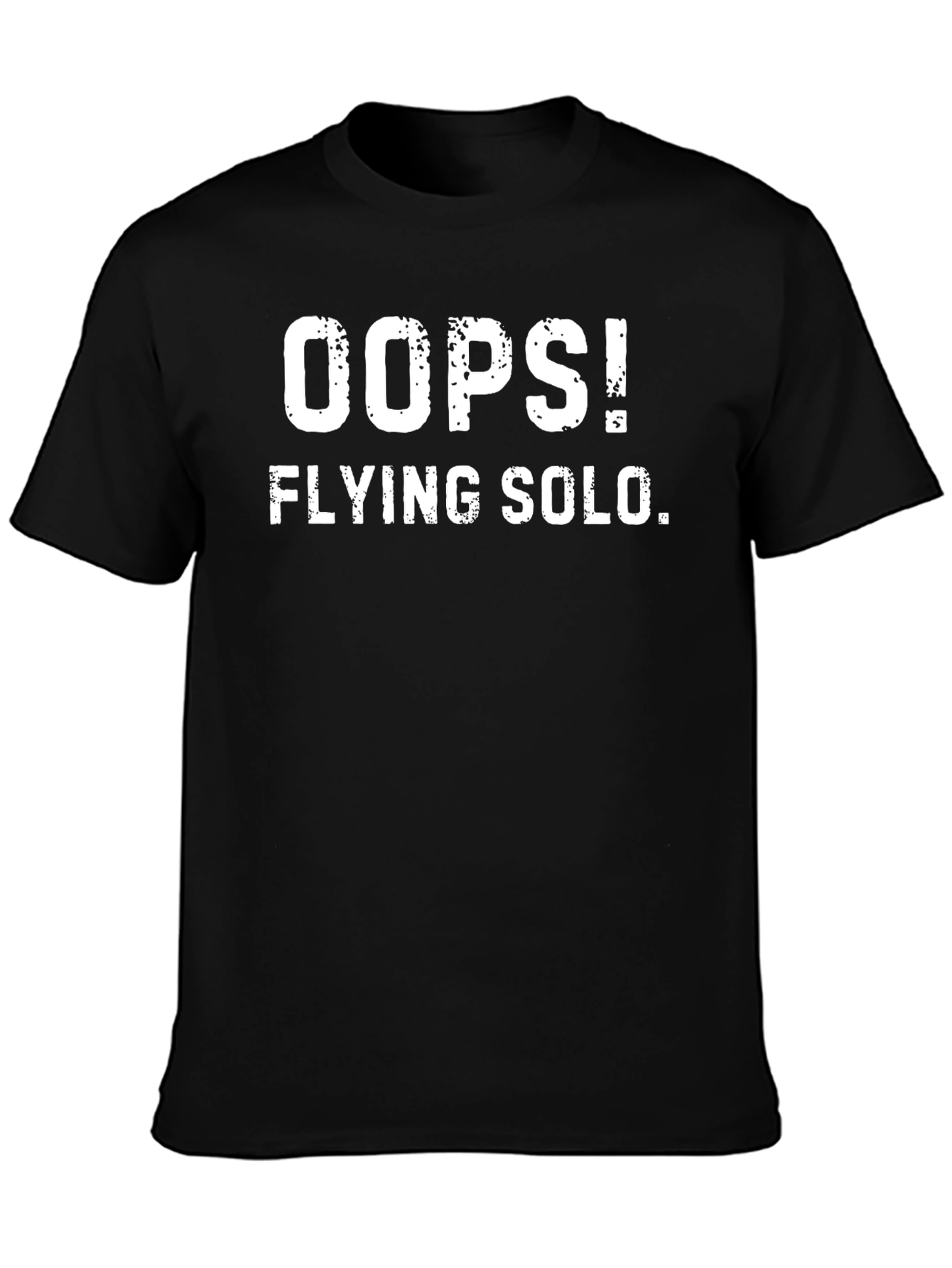 Black Oops! Flying Solo. Graphic T-Shirt view 3