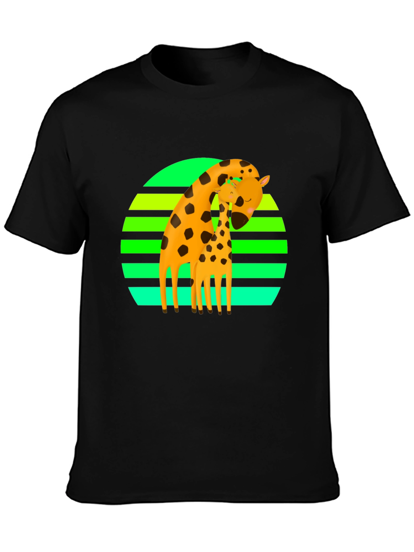 Black Giraffe Love Graphic Tee - Black Cotton Blend view 3