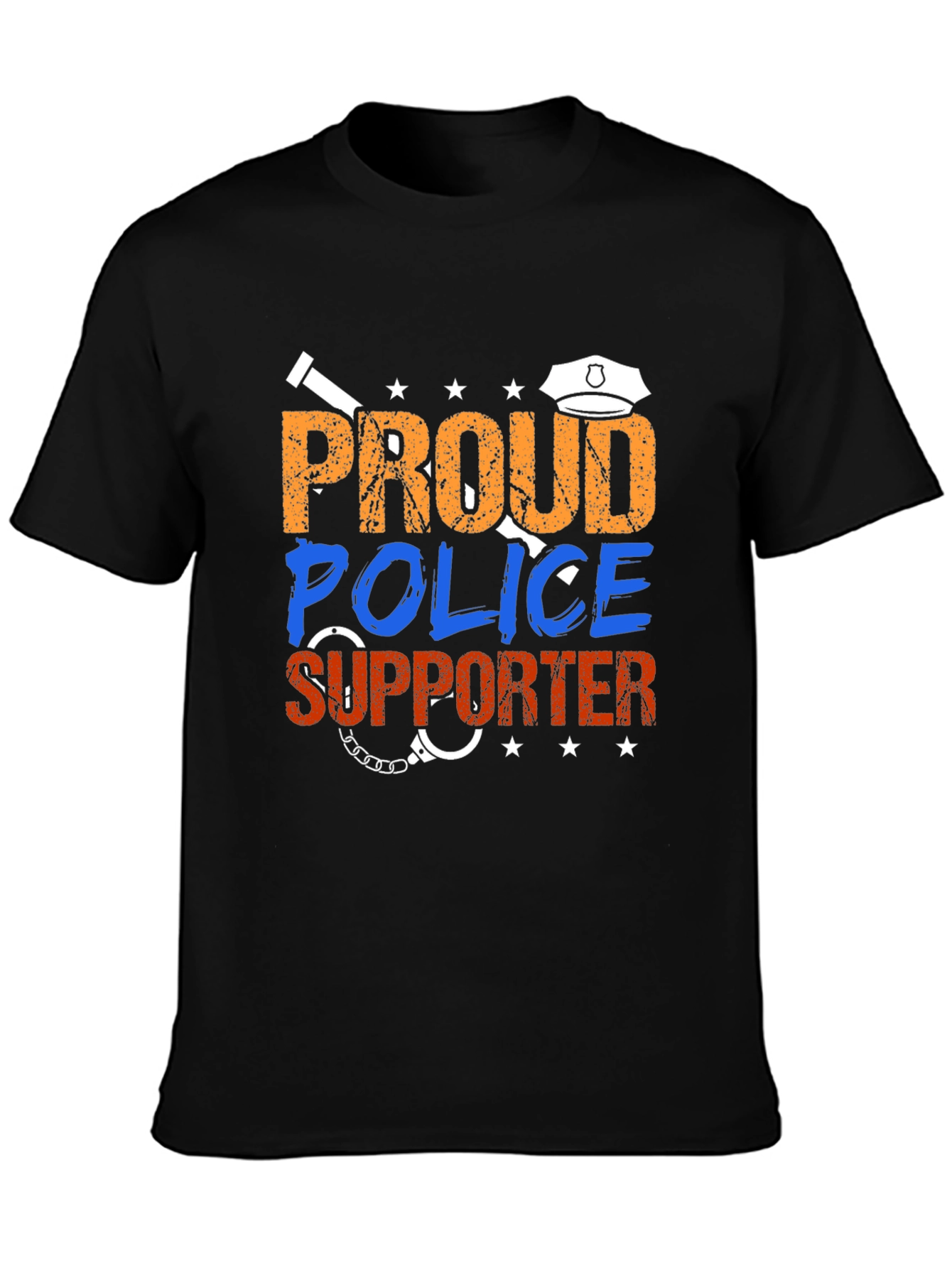 Black Proud Police Supporter Graphic Tee view 3