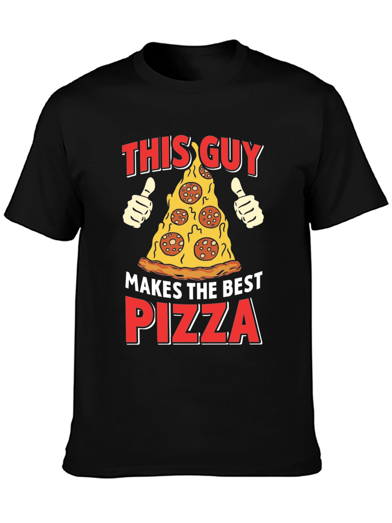 Black Pizza Lover T-Shirt - Makes The Best Pizza Graphic Tee view 3