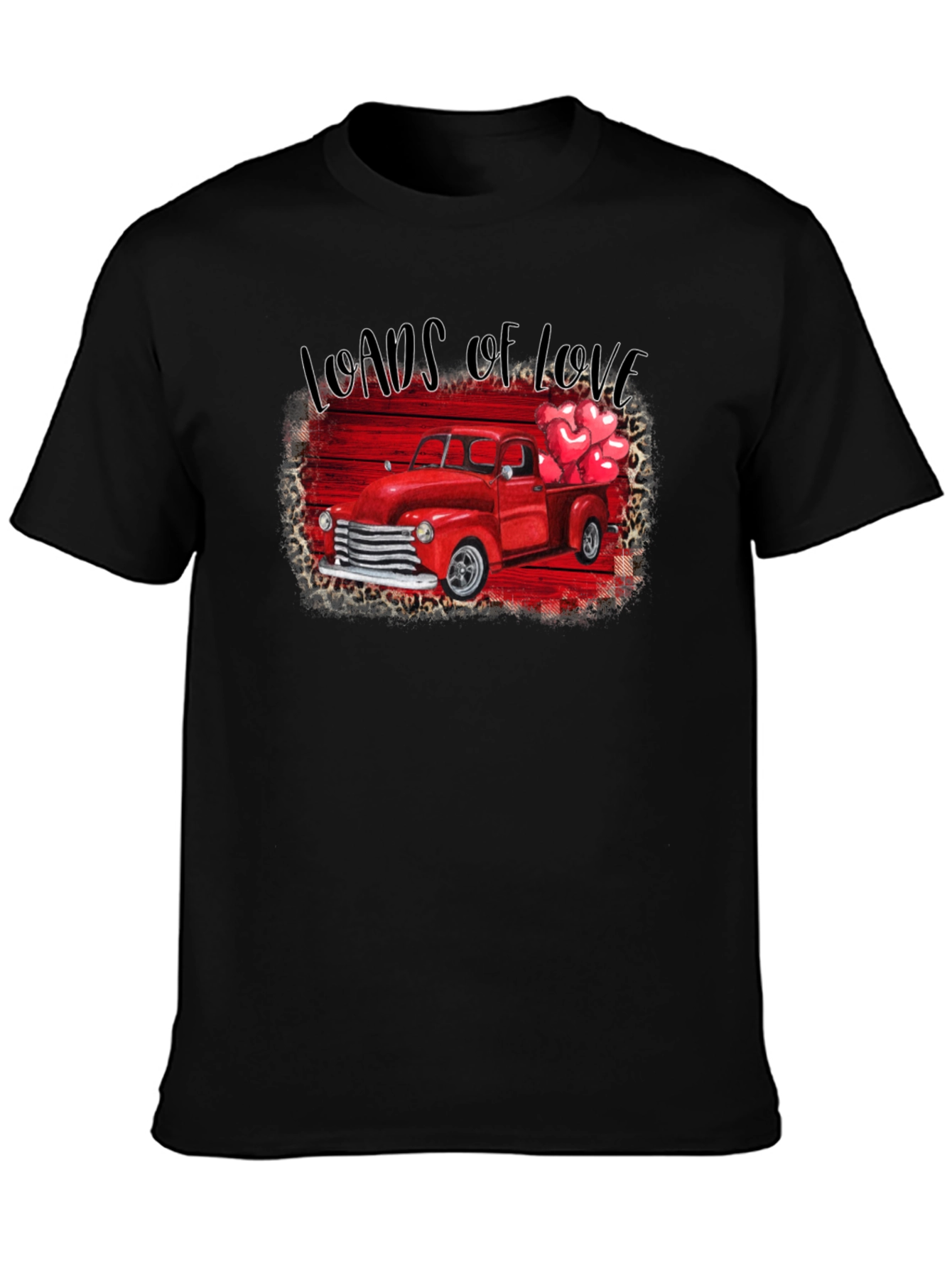 Black Loads of Love Valentine's Truck T-Shirt view 3