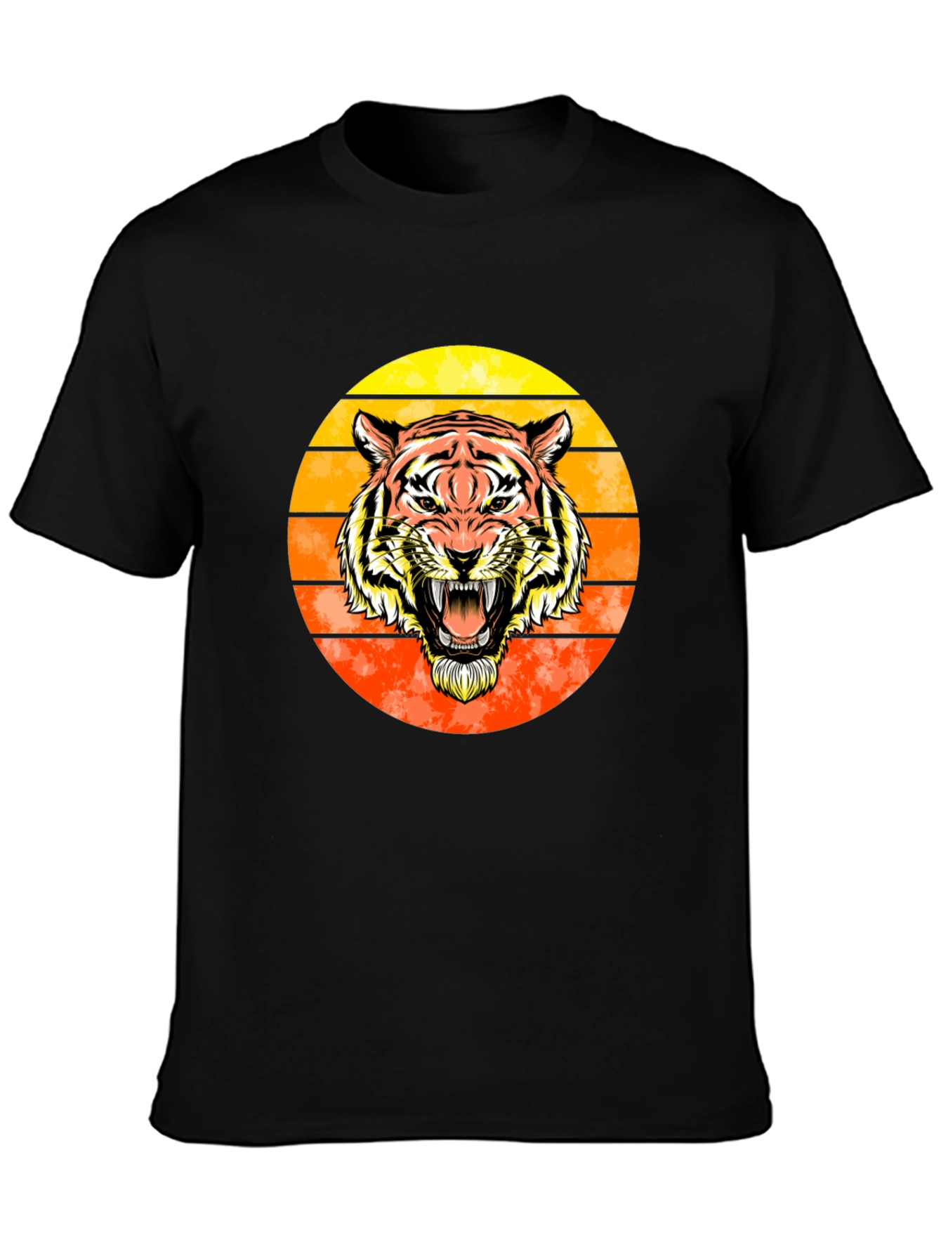Black Tiger Sunset Graphic Tee - Black Cotton Comfort view 3