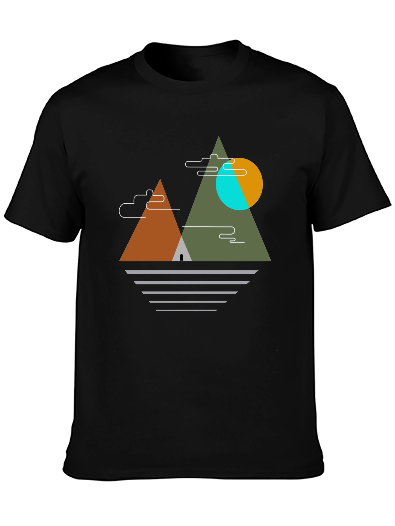 Black Geometric Mountain Graphic Tee - Black view 3