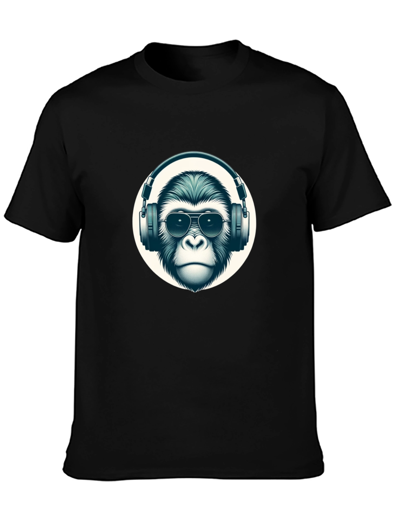 Black Cool Ape Graphic Tee - Black Cotton T-Shirt view 3