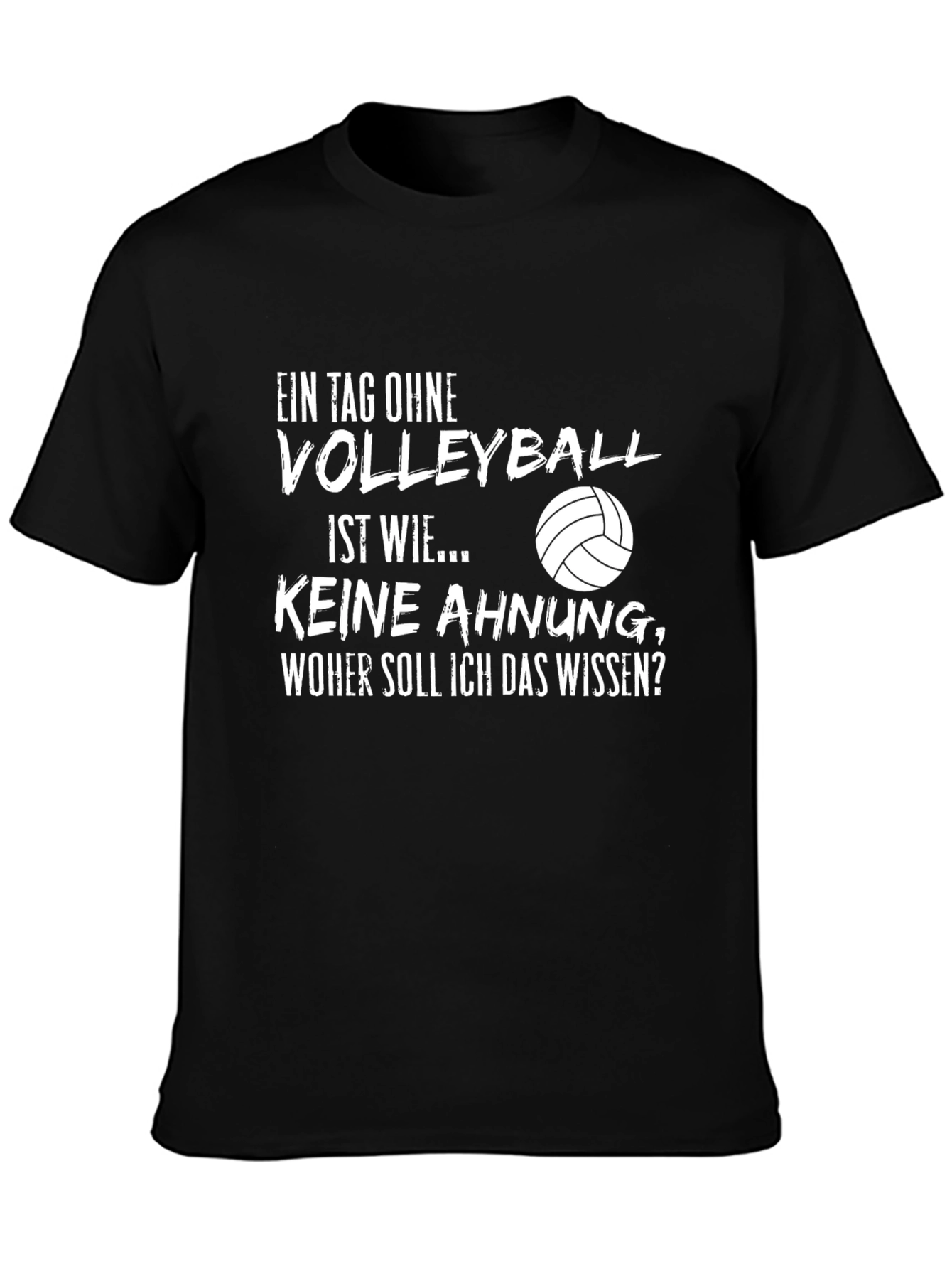 Black Volleyball Lover Graphic T-Shirt - Funny German Quote view 3