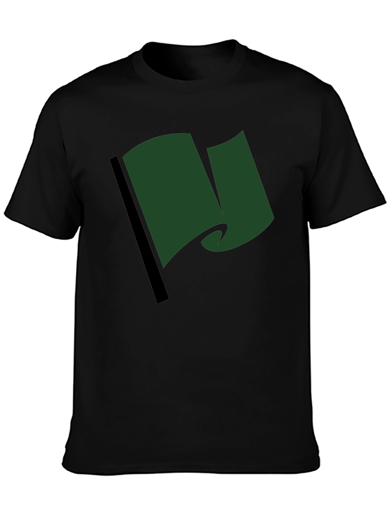 Black Green Flag Graphic Tee - Casual Black T-Shirt view 3