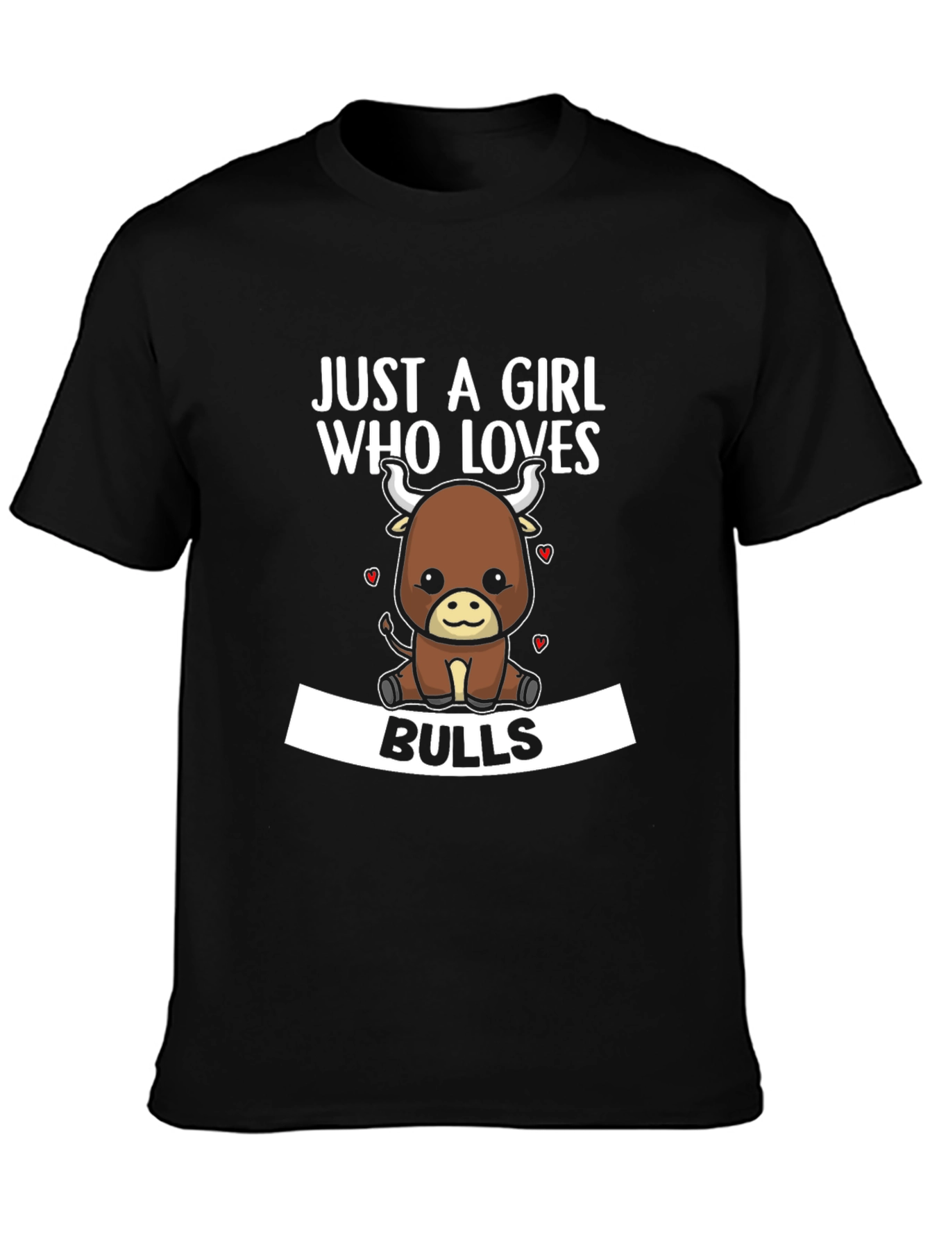 Black Just A Girl Who Loves Bulls T-Shirt view 3
