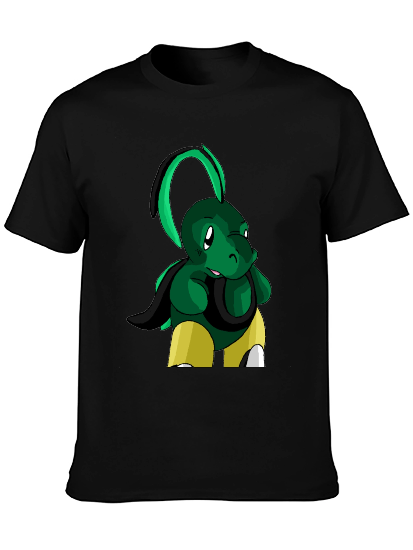 Black Cool Turtle Cartoon Graphic Black T-Shirt view 3