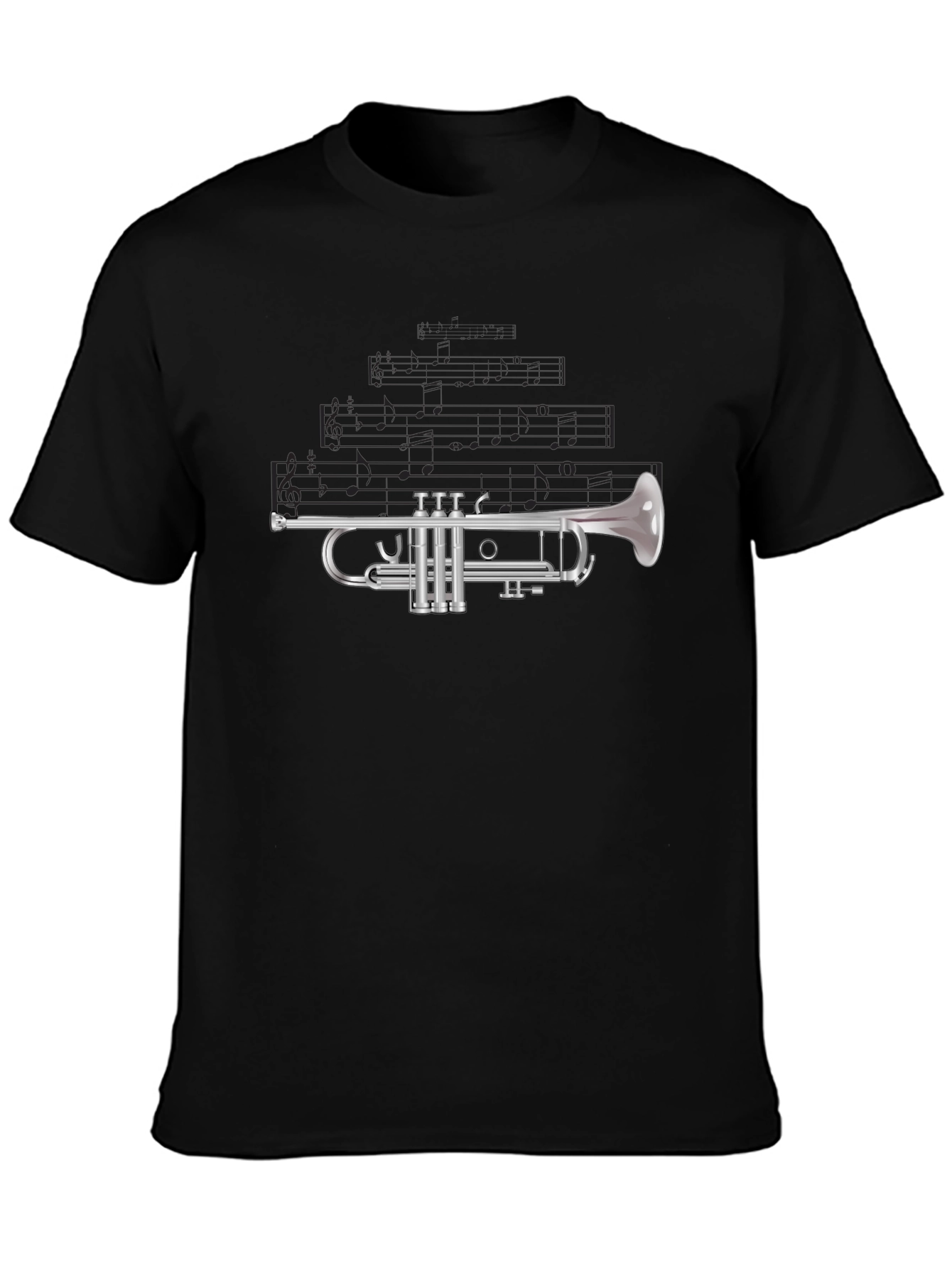 Black Trumpet Graphic Tee - Musical Instrument T-Shirt view 3