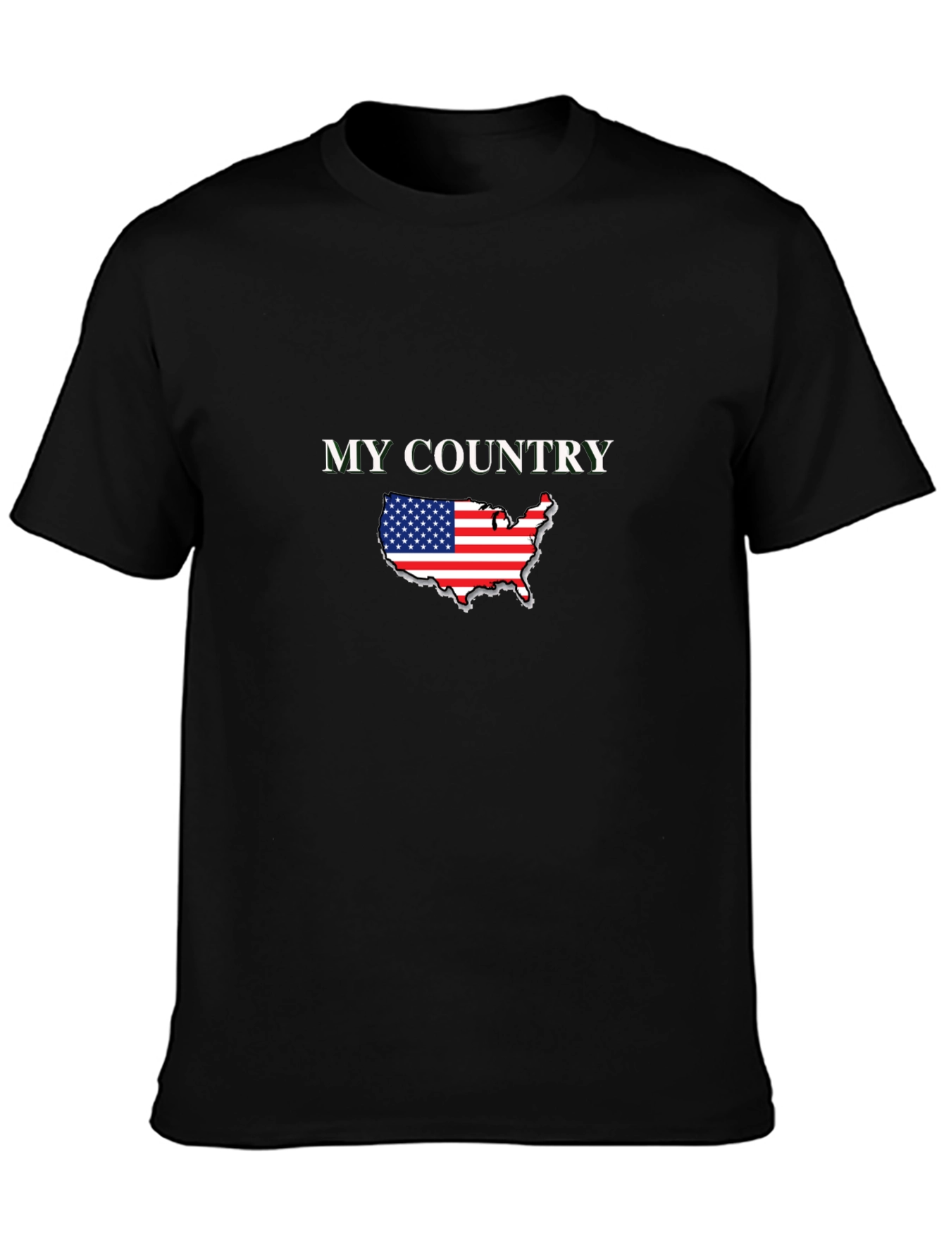 Black My Country USA Flag Map Patriotic T-Shirt view 3