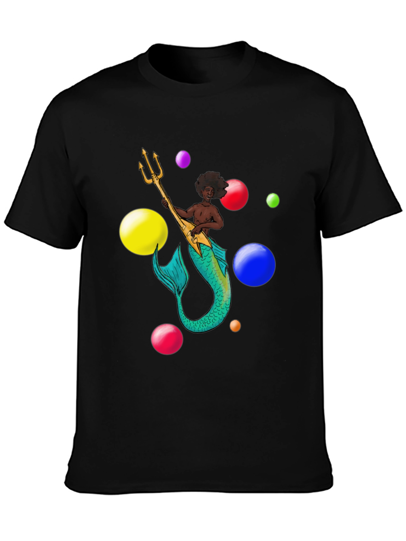 Black Mermaid Musician Graphic T-Shirt view 3