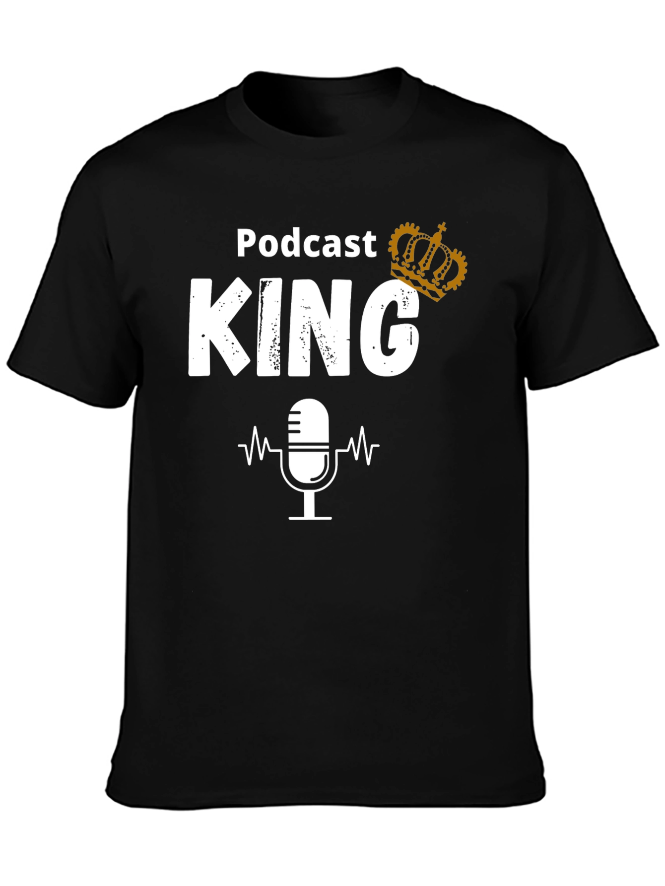 Black Podcast King T-Shirt: Microphone Graphic Tee view 3