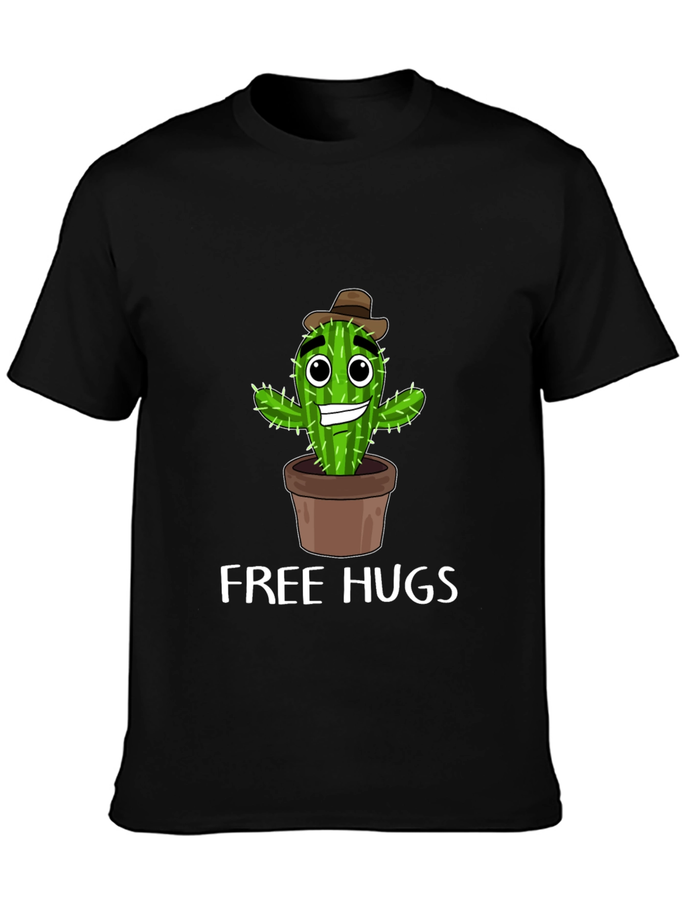 Black Free Hugs Cactus T-Shirt Funny Graphic Tee view 3