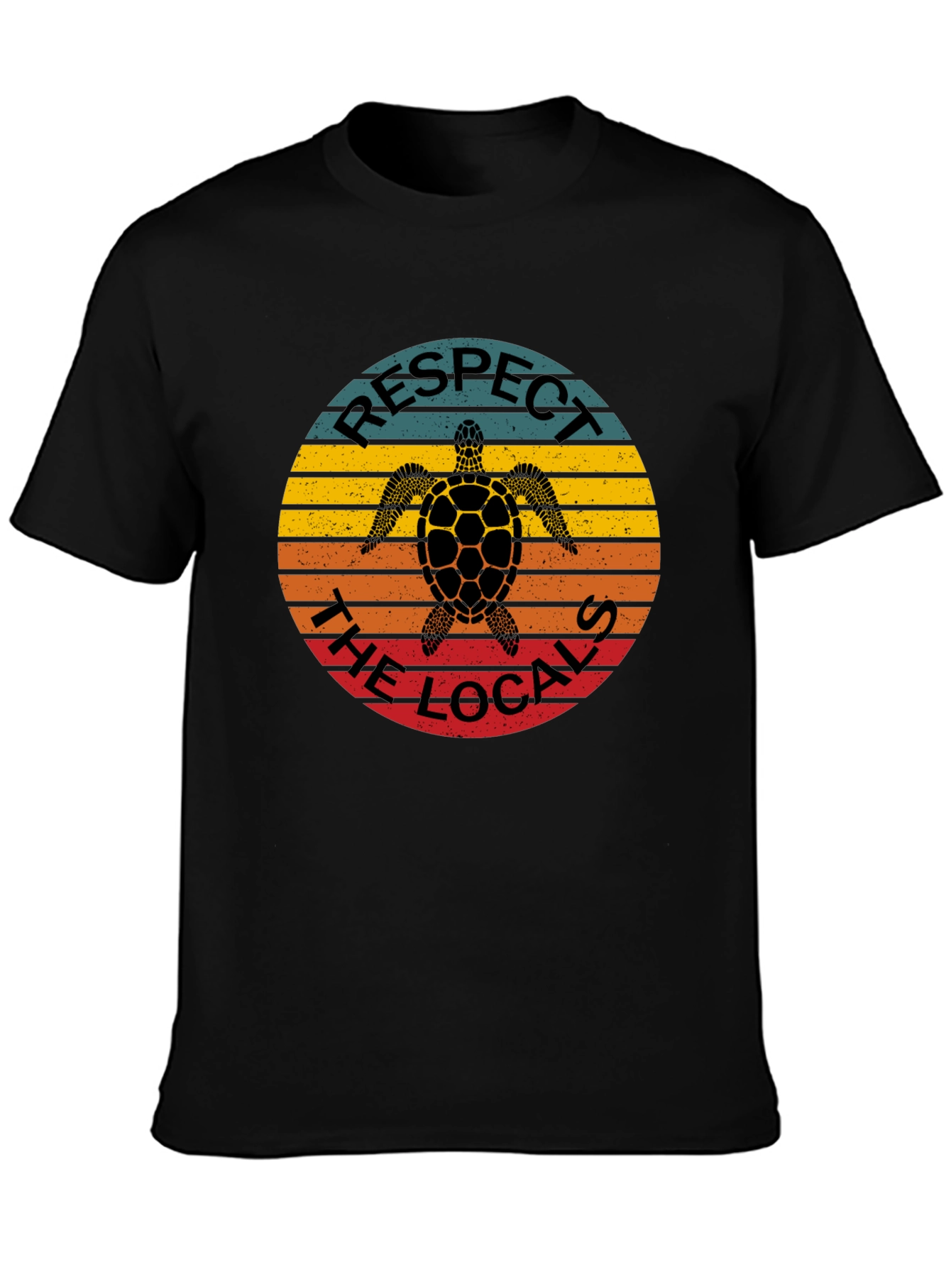 Black Respect the Locals Turtle T-Shirt - Black view 3