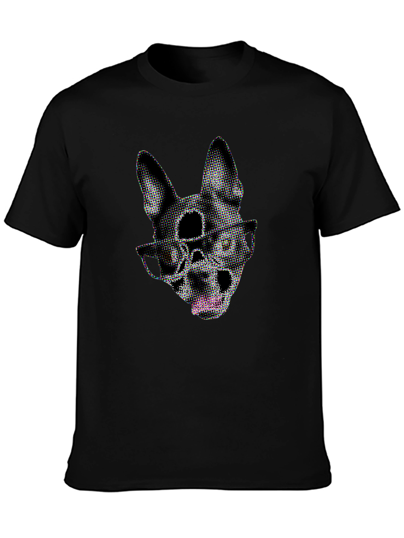 Black Dog Skull Graphic Tee - Black Crew Neck view 3