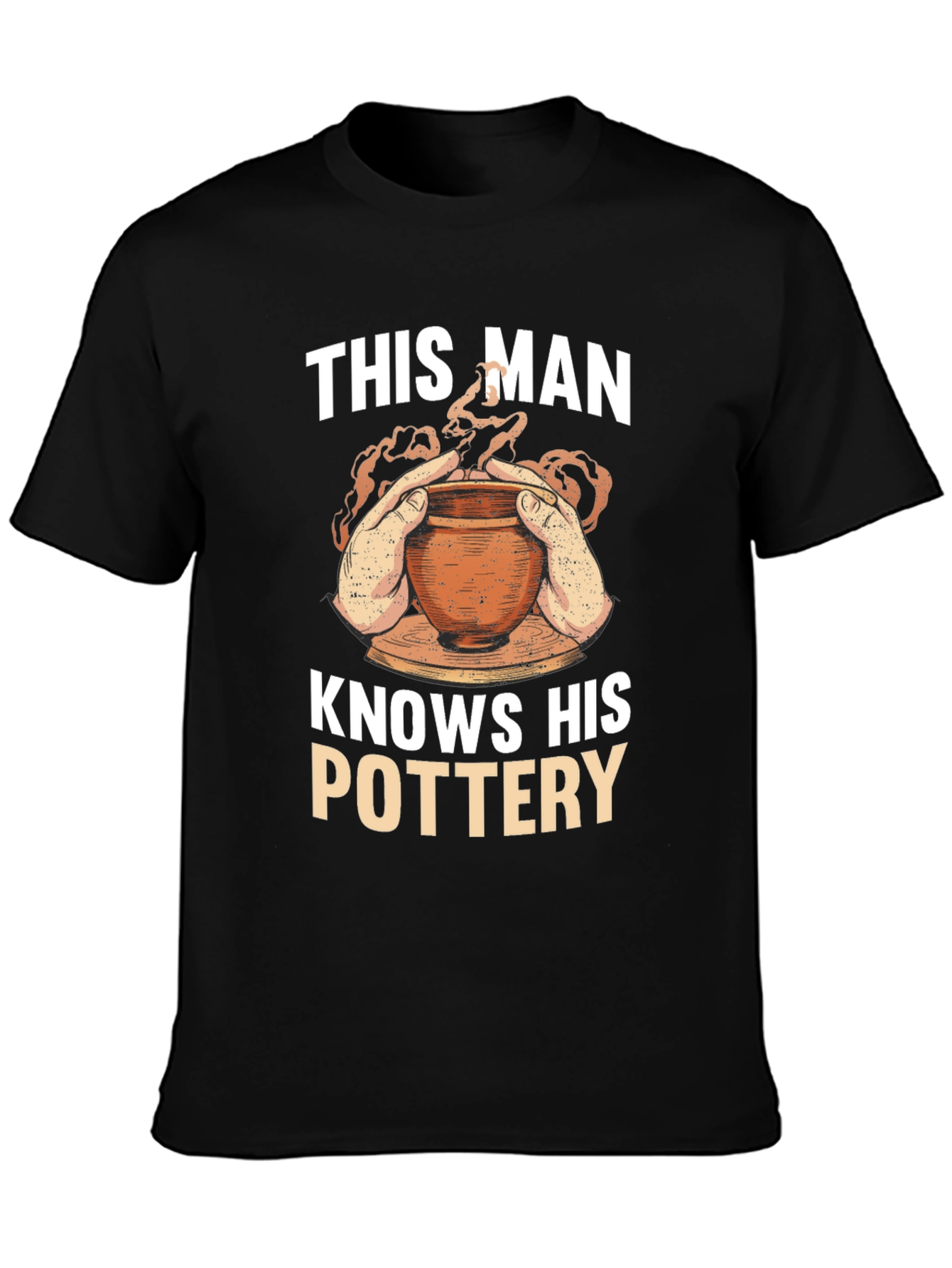 Black Pottery Enthusiast T-Shirt - 'This Man Knows His Pottery' view 3
