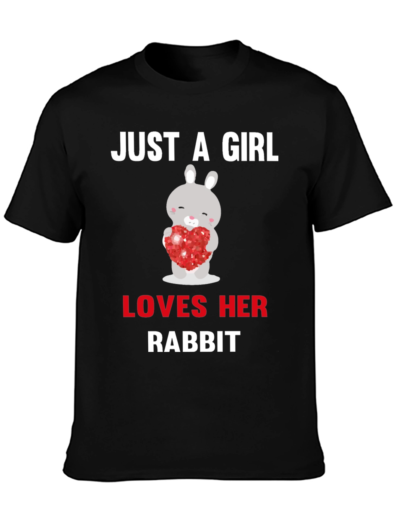 Black Just A Girl Loves Her Rabbit T-Shirt view 3