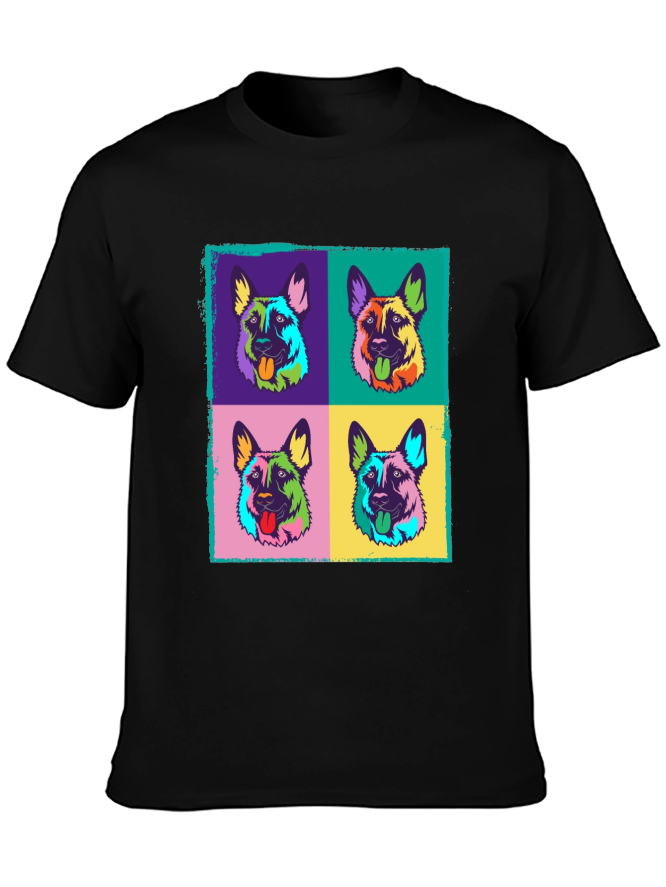 Black Pop Art Dog Print T-Shirt view 3